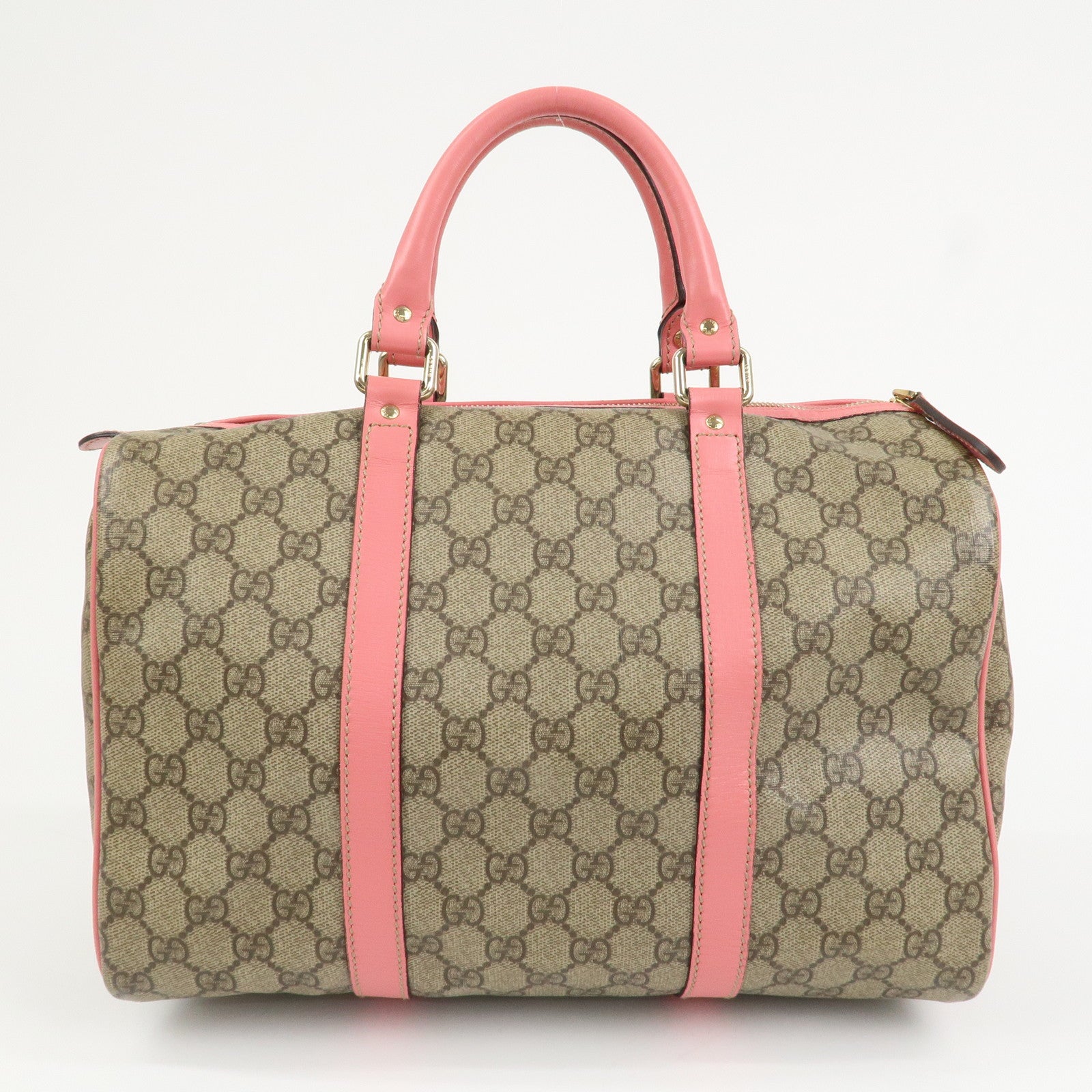 GUCCI GG Supreme Leather Boston Bag Hand Bag Beige Pink 193603