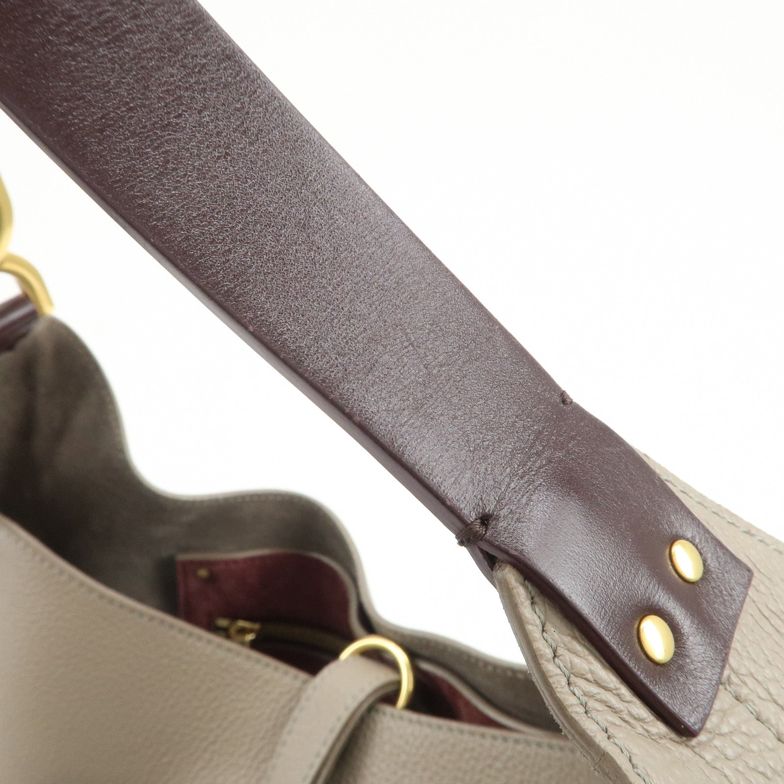 Chloe Marcie Grain Calf Leather Hobo Bag Shoulder Bag Motty Grey