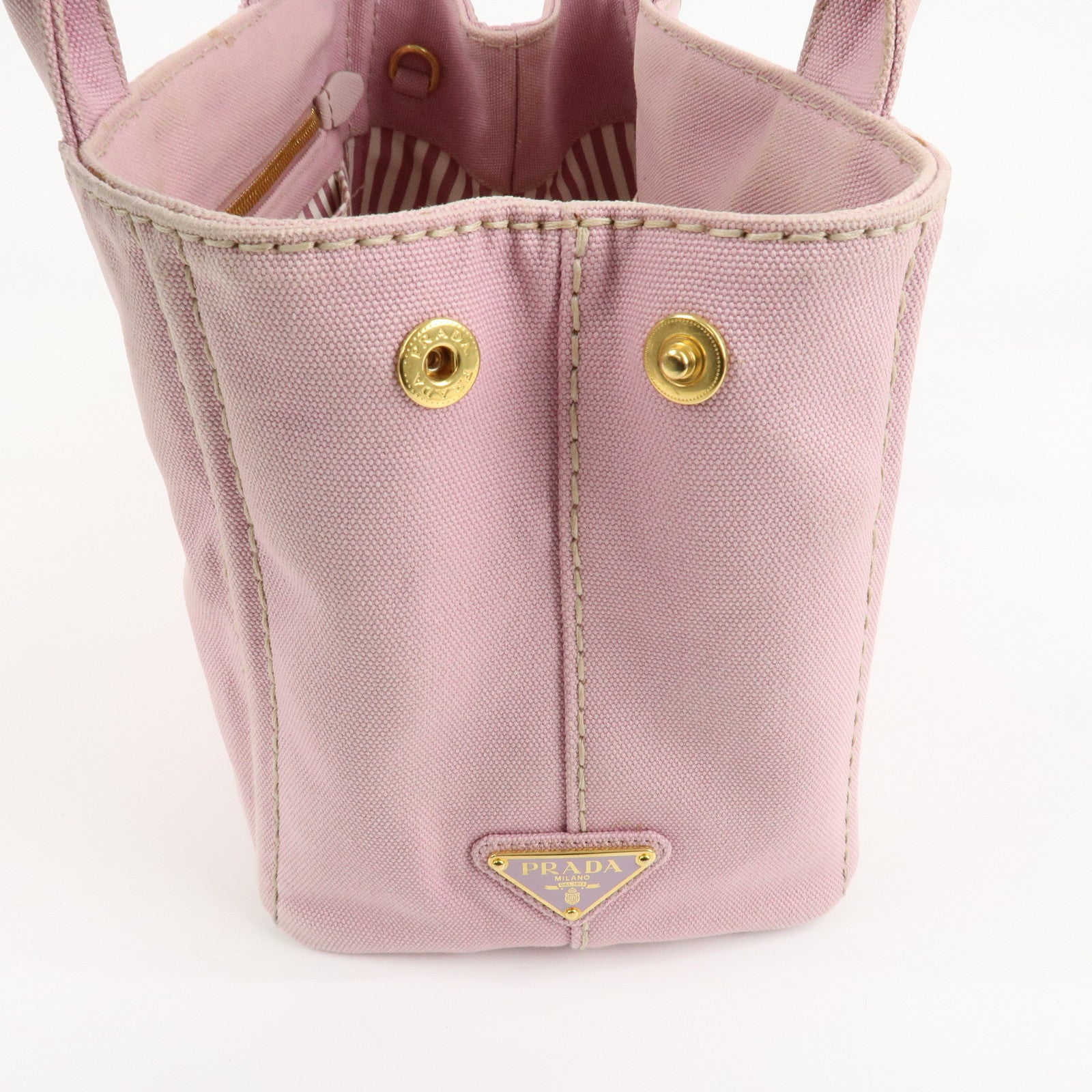 PRADA Canapa Mini Denim Hand Bag Tote Bag Pink 1BG439 Used