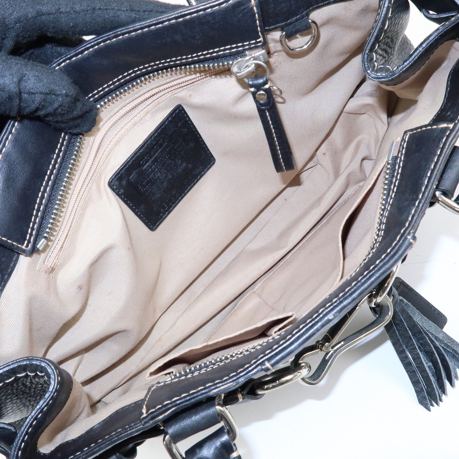 COACH Signature Set of 2 Canvas Leather Shoulder Bag Hand Bag Black