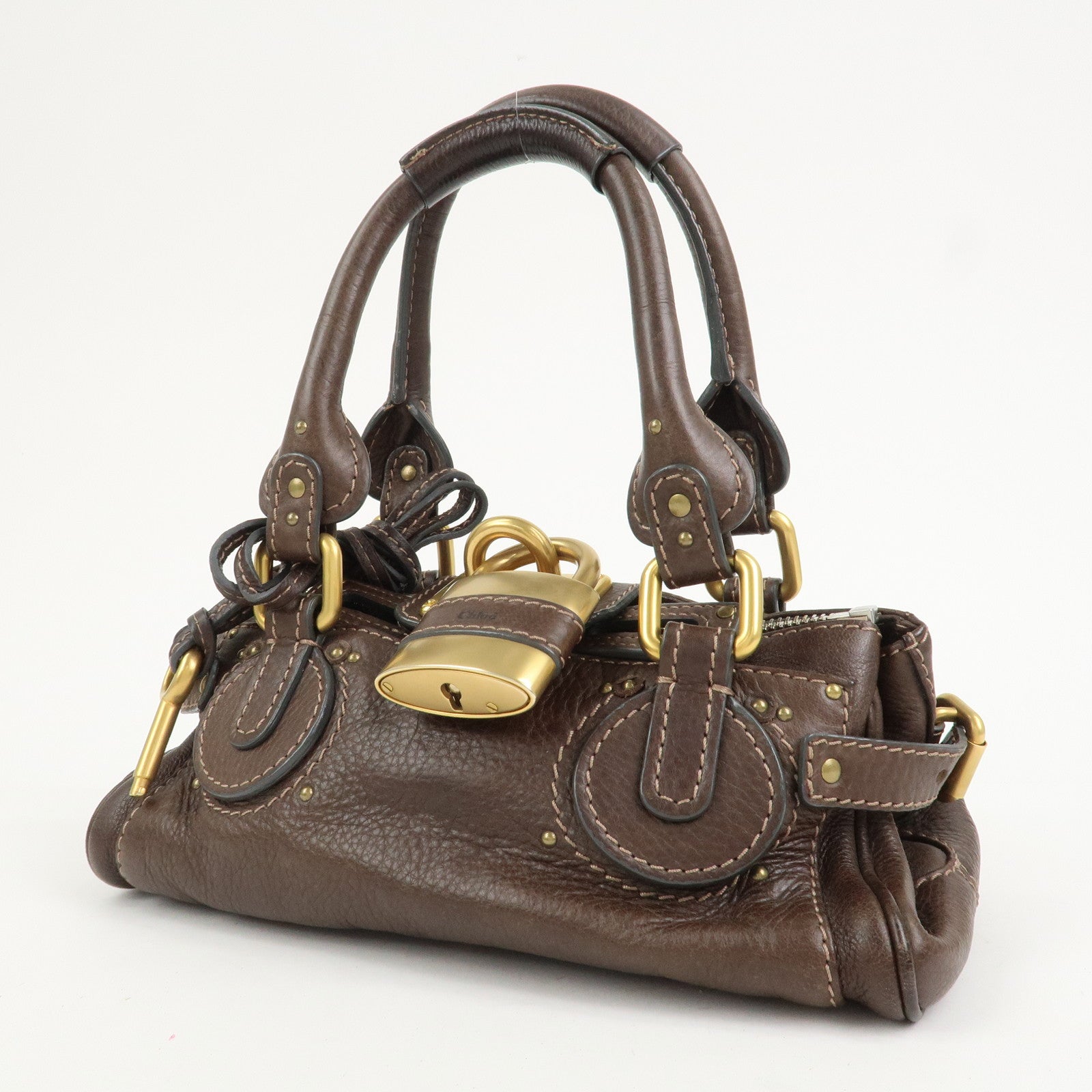 Chloe Paddington MINI Leather Hand Bag Shoulder Bag Brown