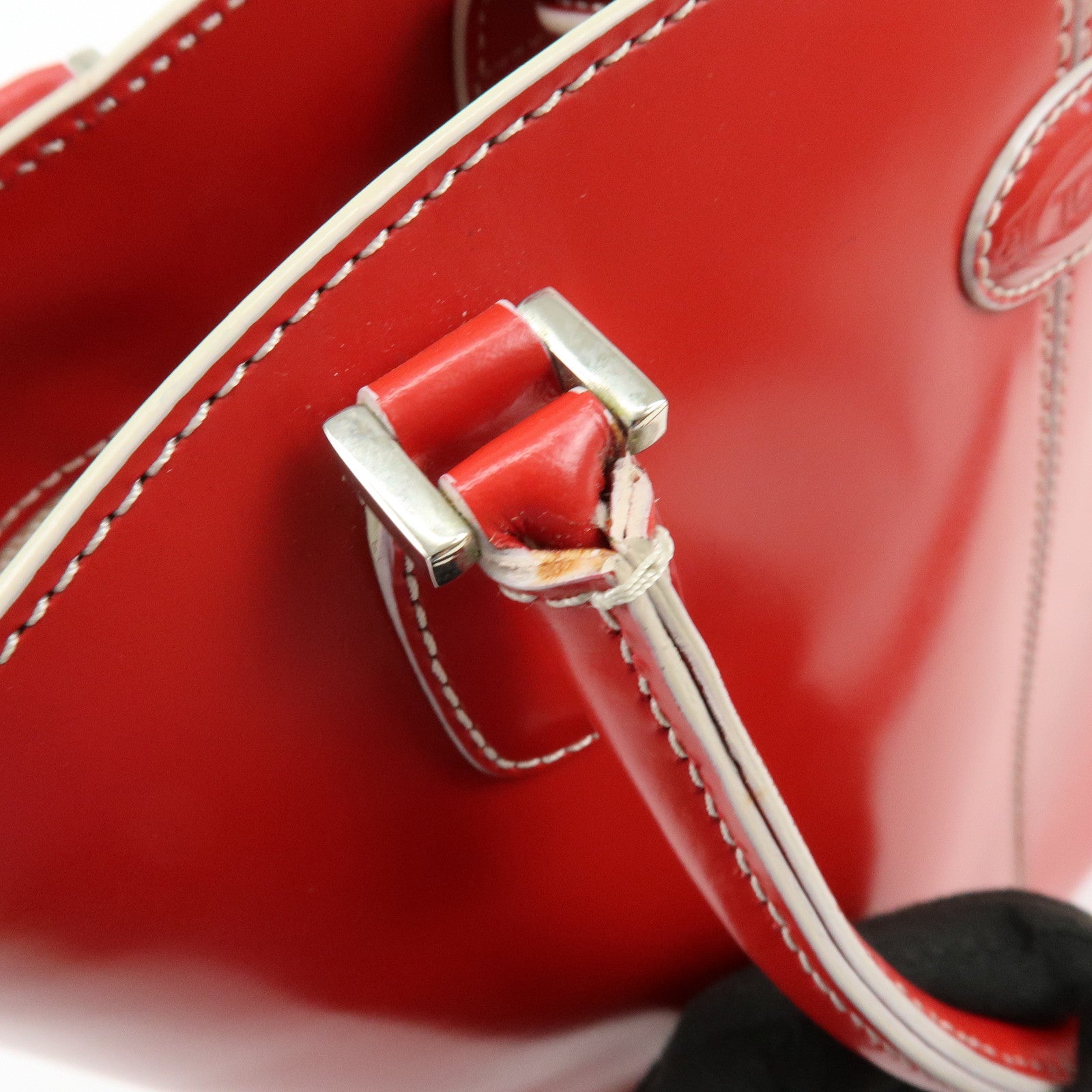 TOD'S Logo Leather Hand Bag Tote Bag Red