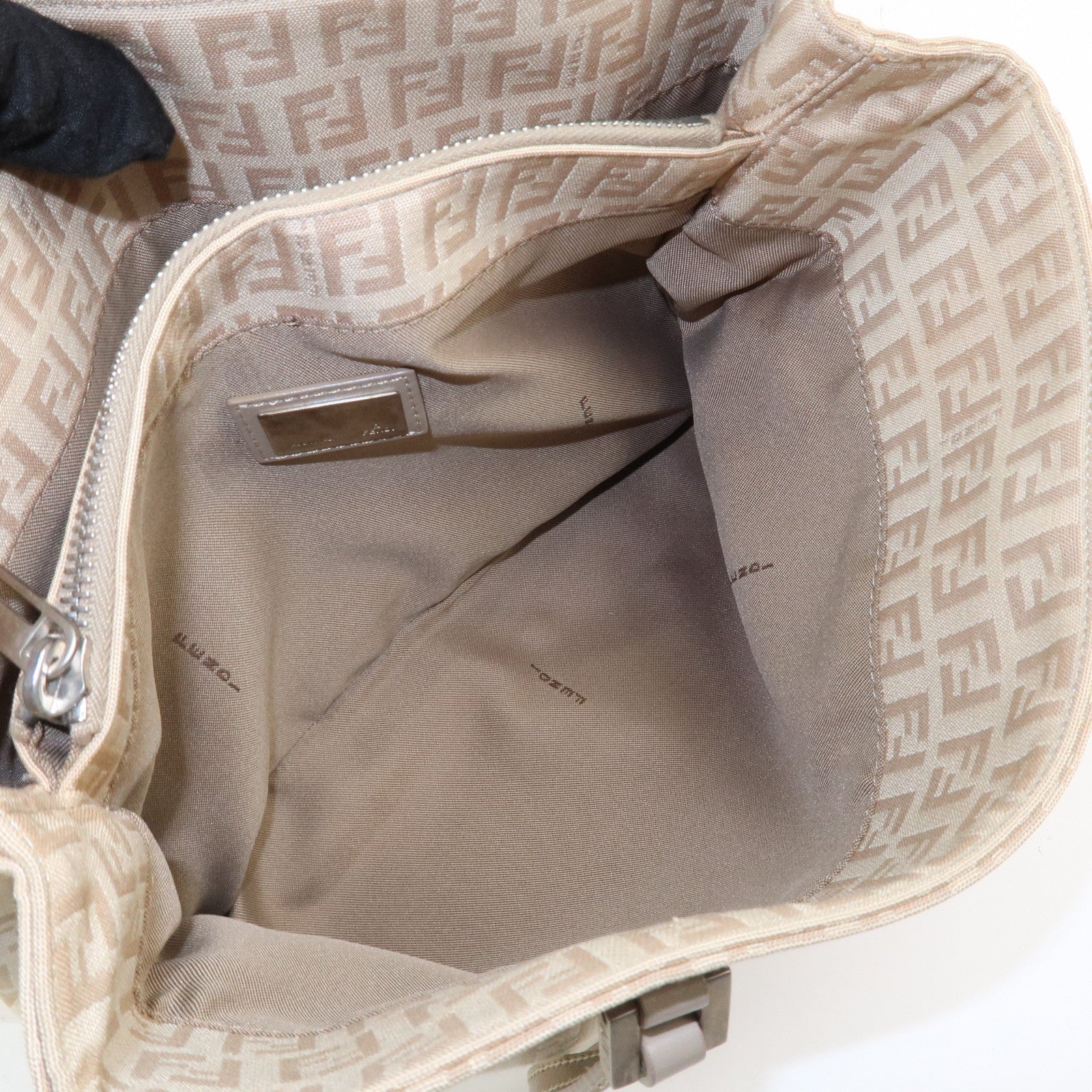 FENDI Zucchino Canvas Leather Tote Bag Hand Bag Beige 8BH072