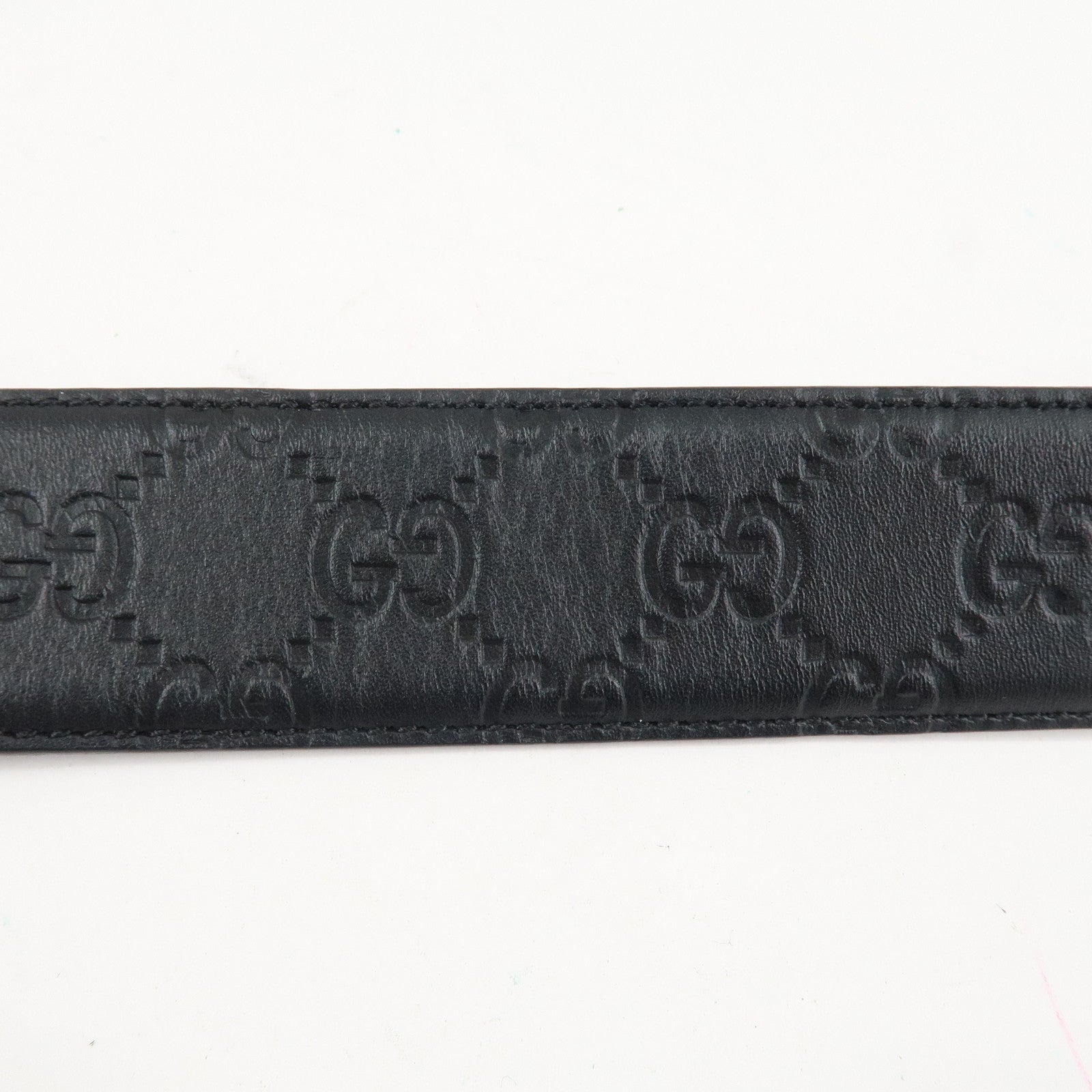 GUCCI Interlocking G Guccissima Leather Belt 80/32 Black 370543 Used