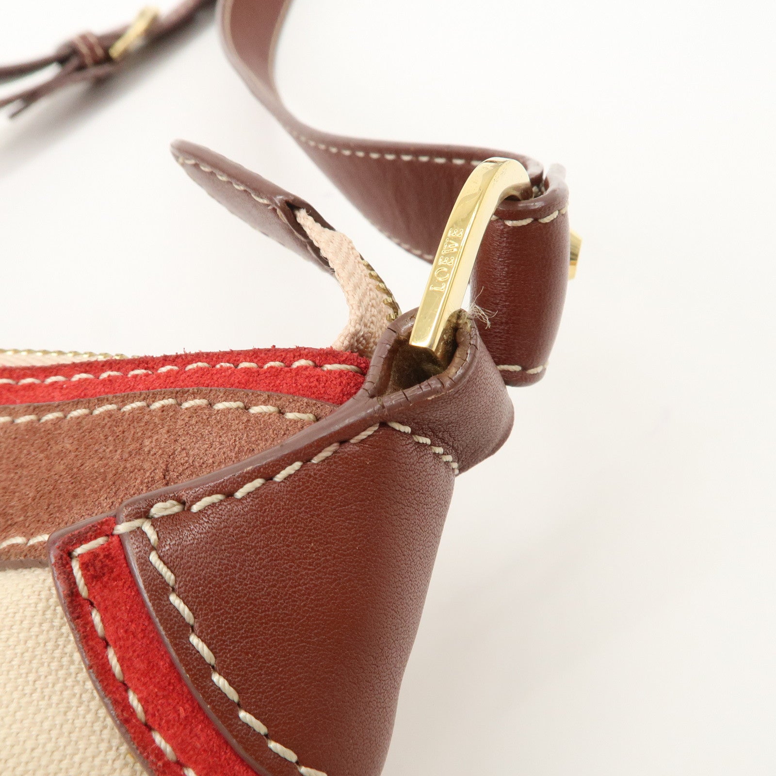 LOEWE Anagram Canvas Suede Leather Shoulder Bag 160th Anniverssary Used
