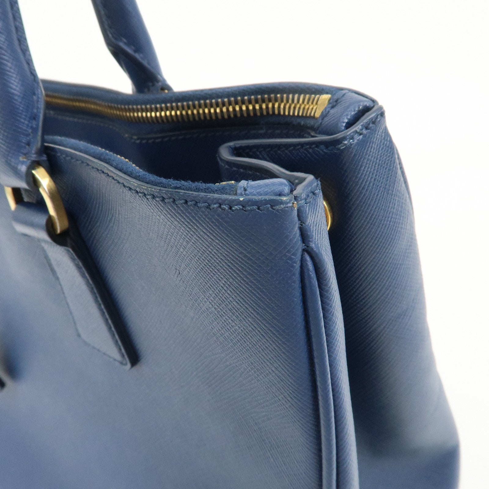 PRADA Triangle Logo Saffiano Leather 2Way Bag Shoulder Bag Blue