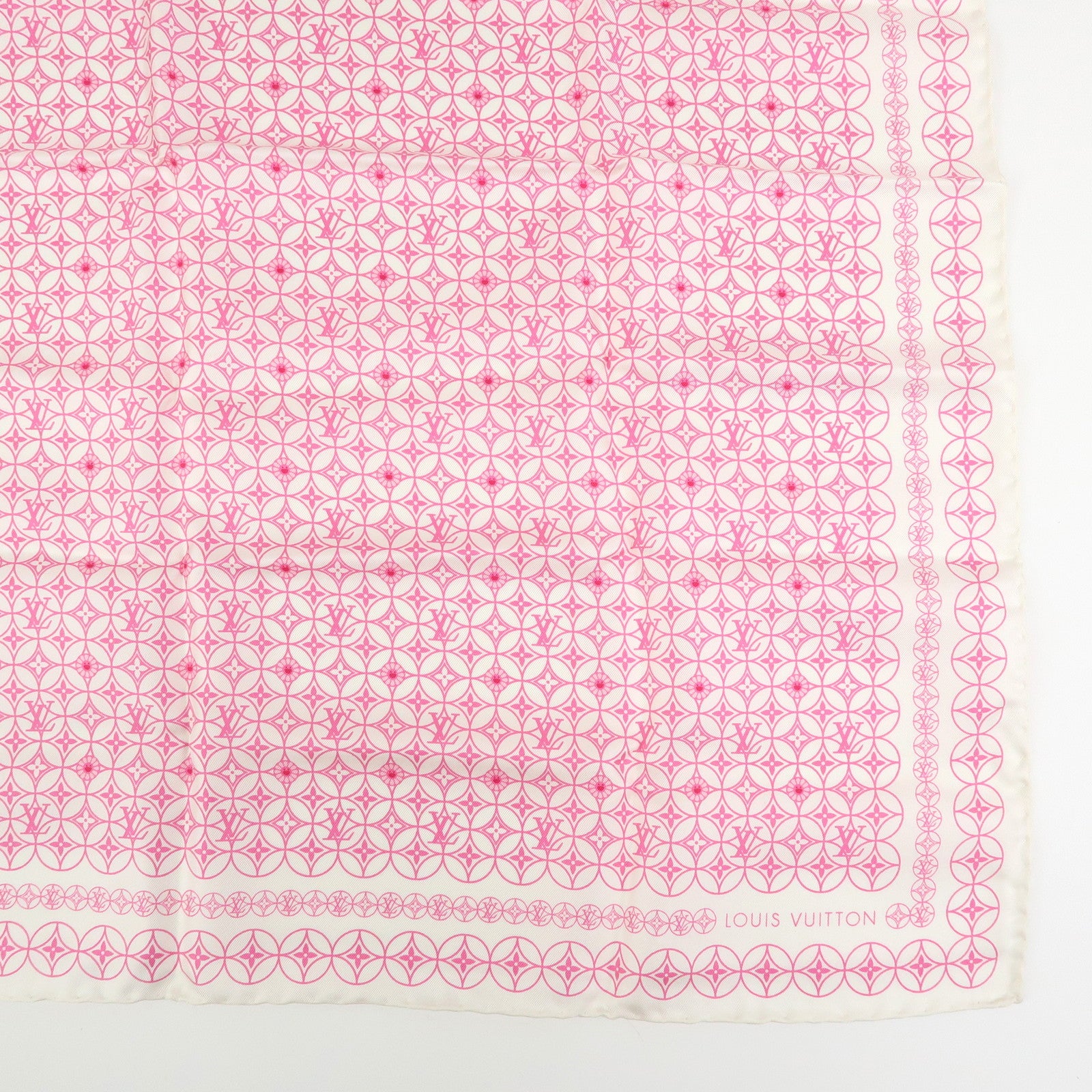 Louis Vuitton Silk 100% Scarf Murakami White Pink