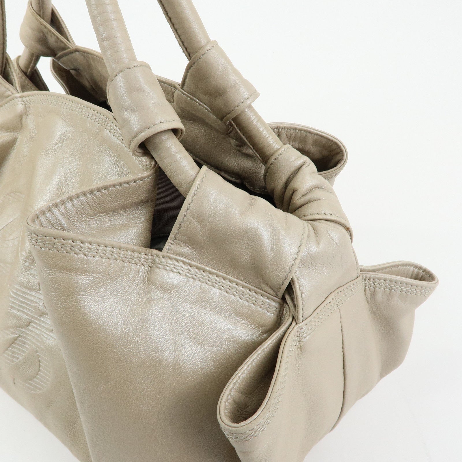 LOEWE Anagram Nappa Aire Leather Hand Bag Shoulder Bag Beige