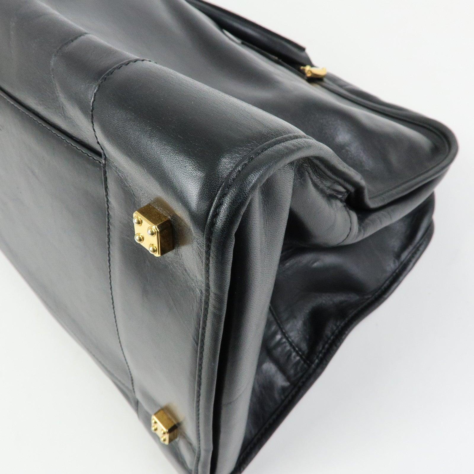 LOEWE Anagram Amazona 50 Leather Hand Bag Boston Bag Black