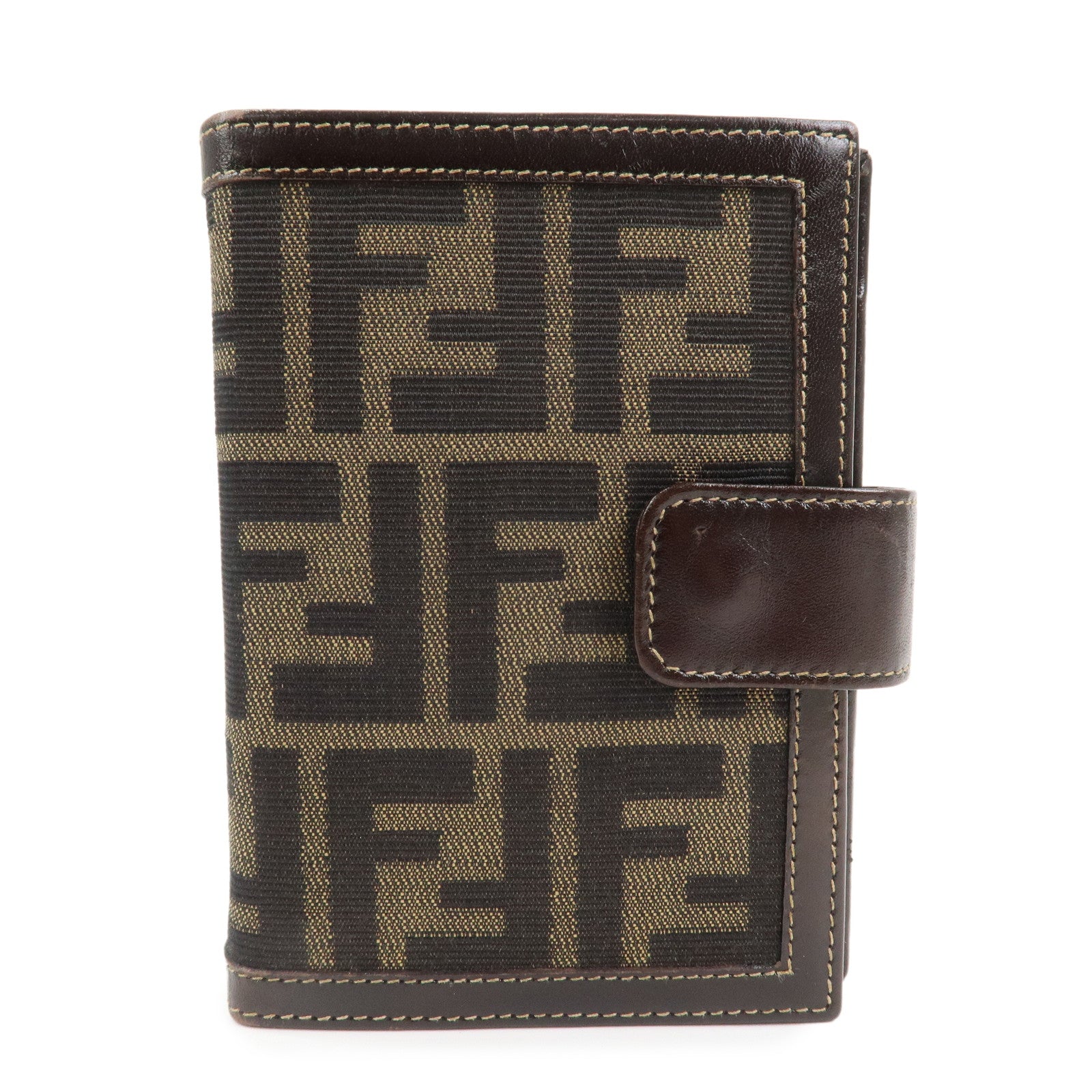 FENDI Zucca Canvas Leather Agenda Planner Cover Brown 30153