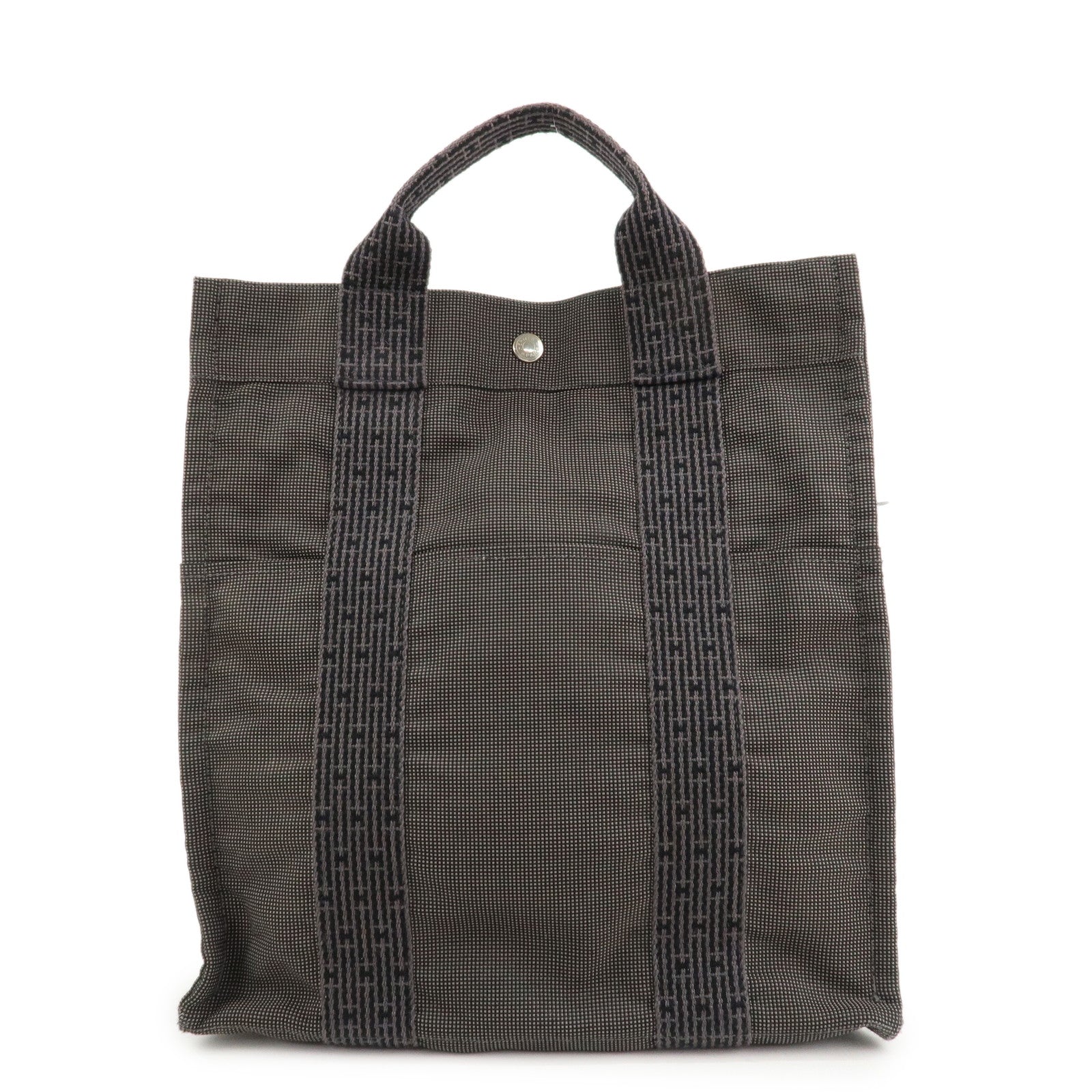 HERMES Her Line A Dos MM Canvas Back Pack Tote Bag Black