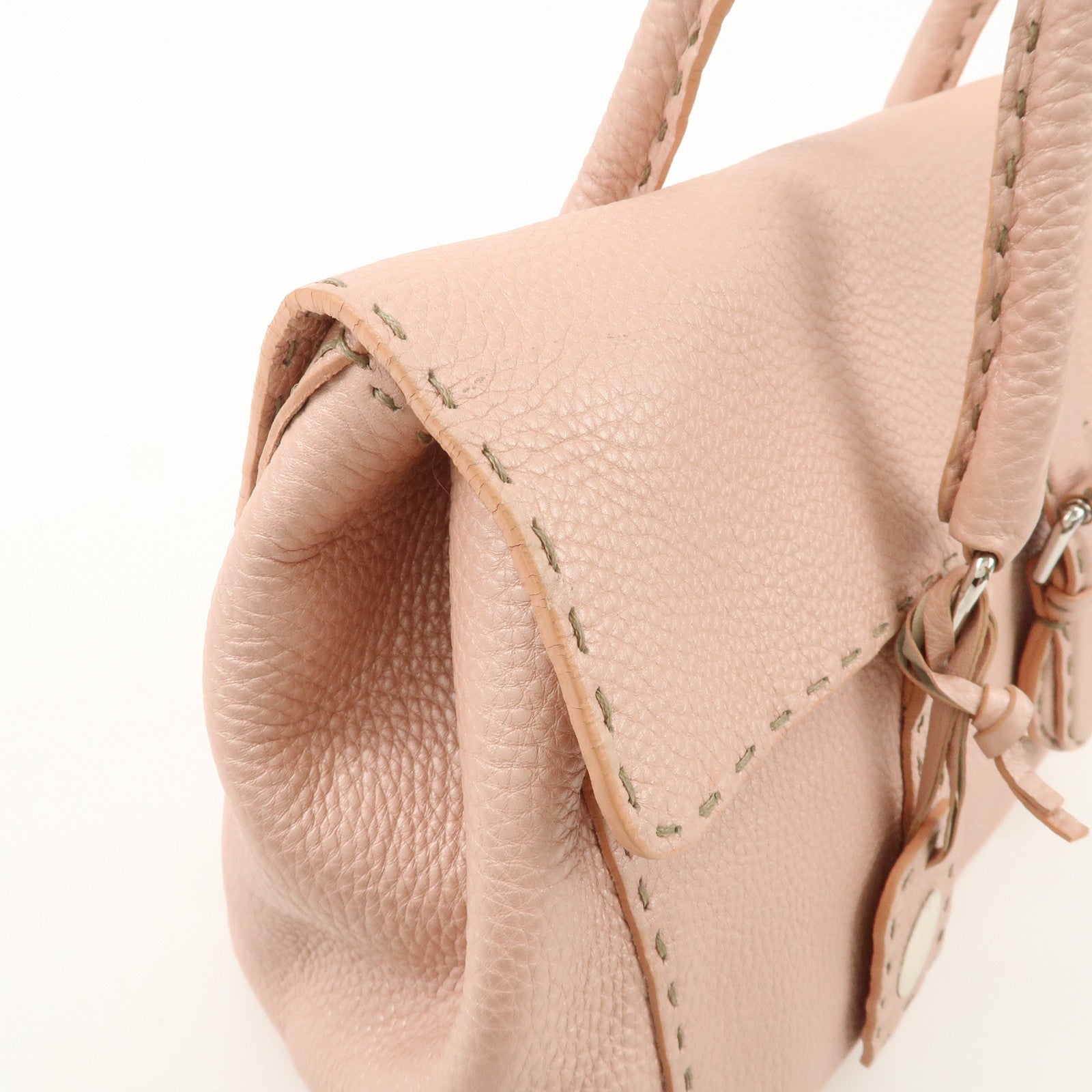 FENDI Seleria Linda Leather Shoulder Bag Hand Bag Pink 8BR442