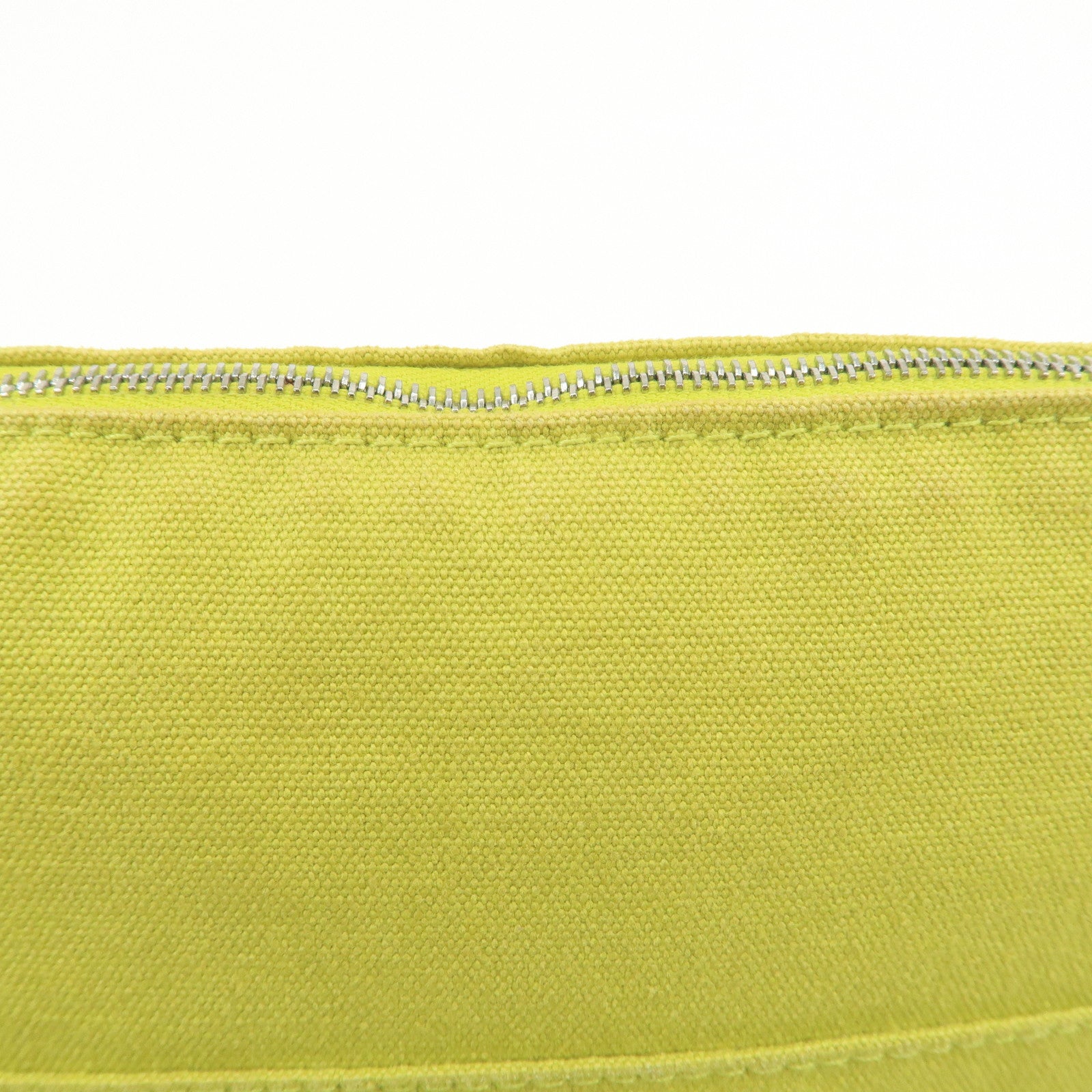 HERMES Bolide Pouch MM Canvas Leather Cosmetic Pouch Light Green