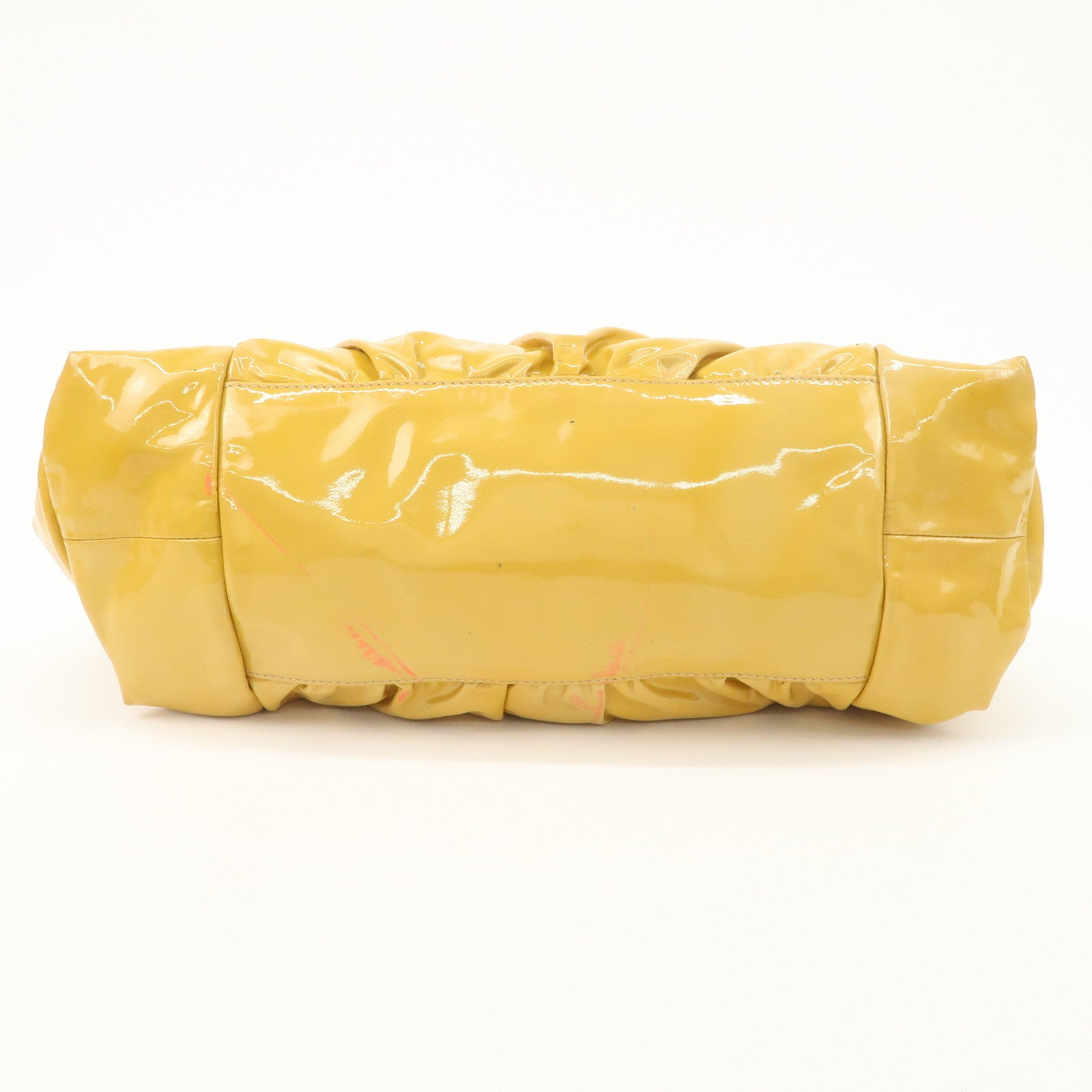 GUCCI Hysteria Patent Leather Hand Bag Tote Bag Yellow 197020