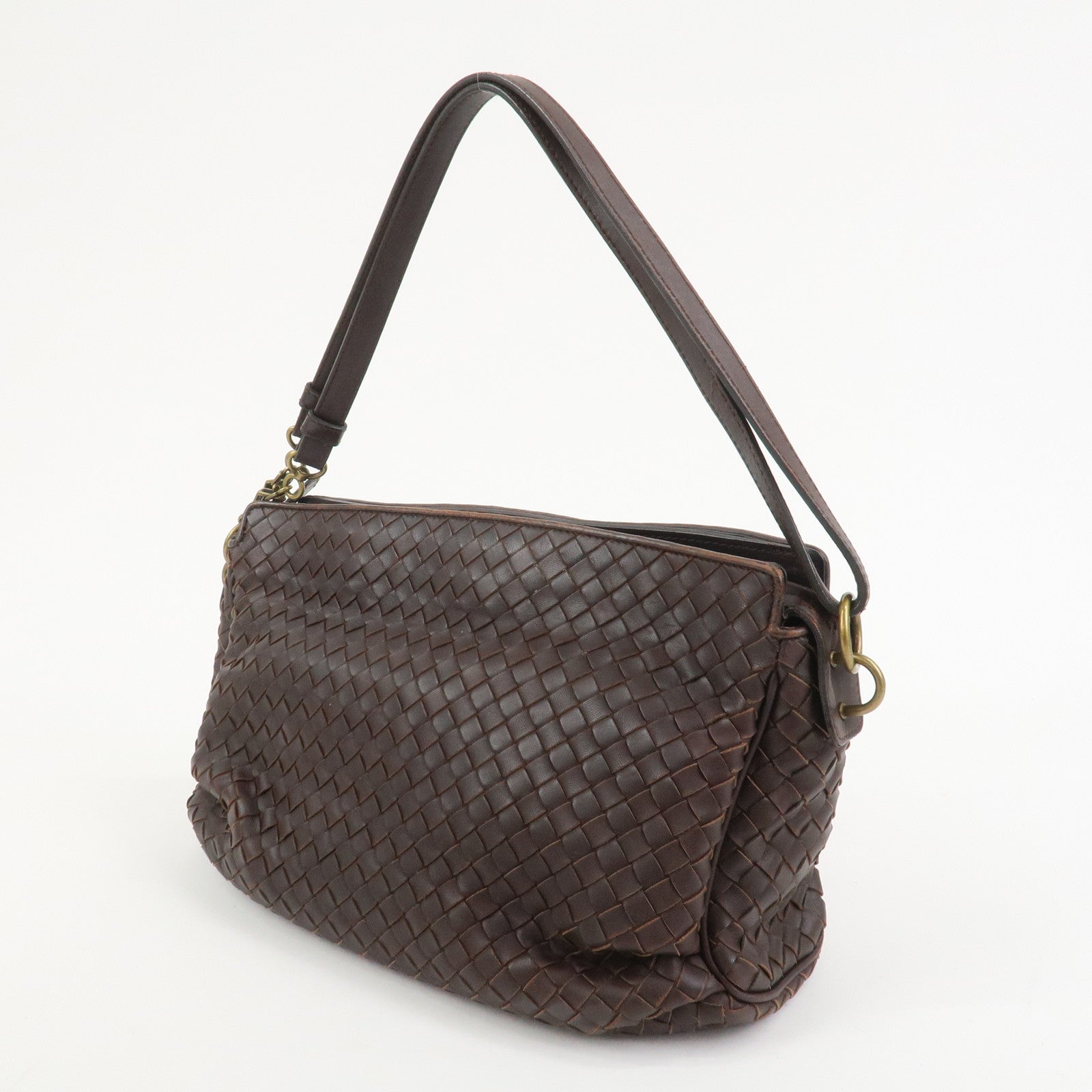 BOTTEGA VENETA Intrecciato Nappa Leather Shoulder Bag Brown