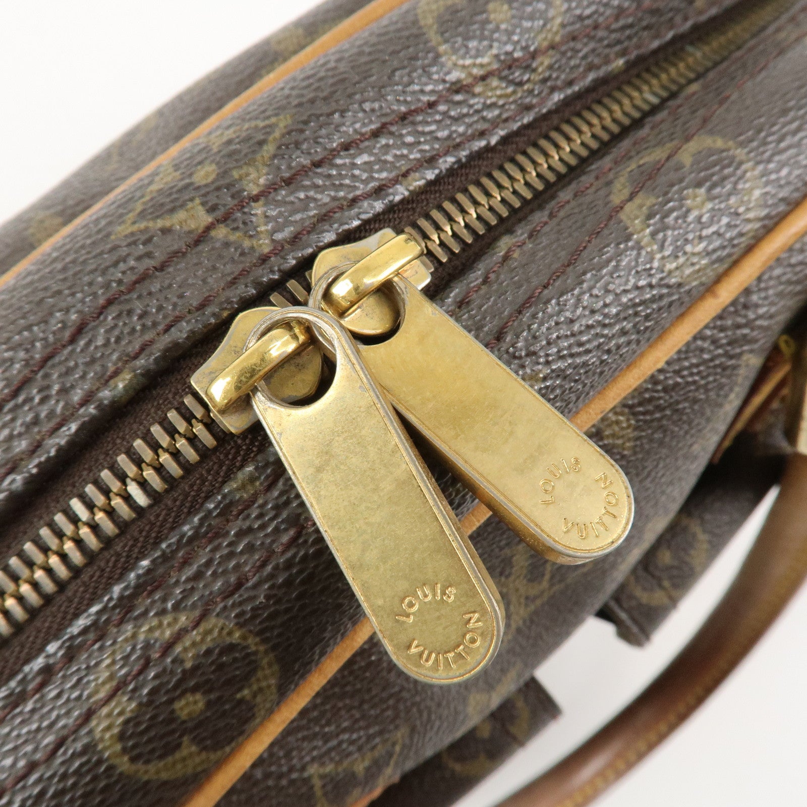 Louis Vuitton Monogram Manhattan PM Hand Bag Brown Gold HDW M40026 Used