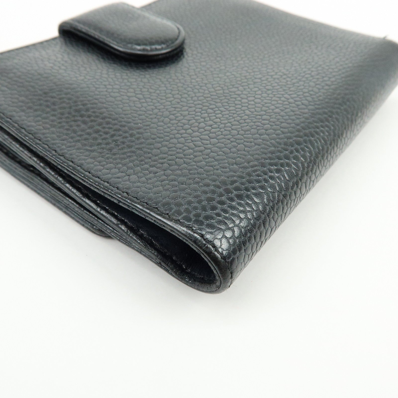 CHANEL COCO Mark Caviarskin Compact Bi-fold Wallet Black