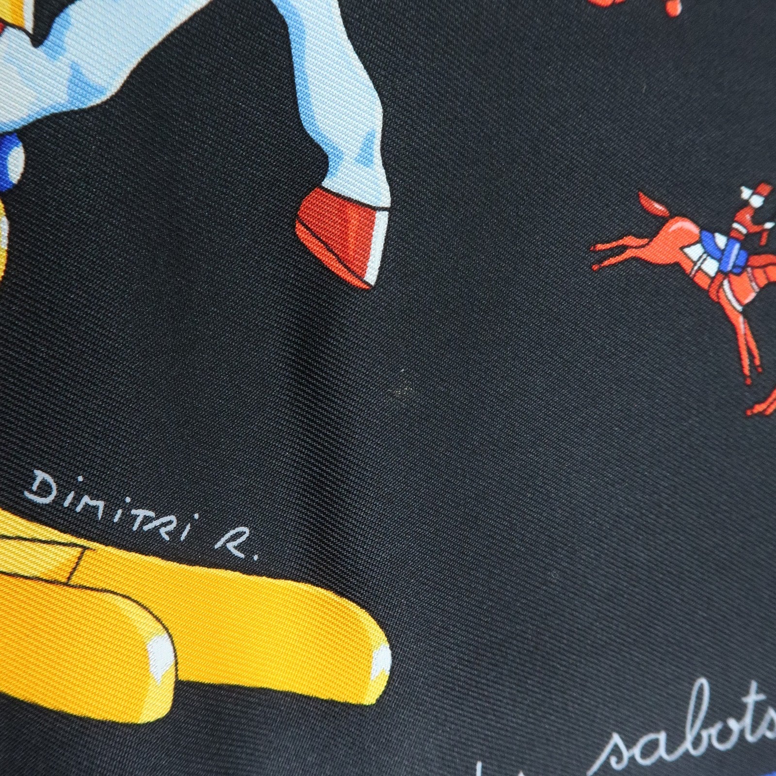 HERMES Carre 90 Silk 100% Scarf Raconte Moi le Cheval Black Blue