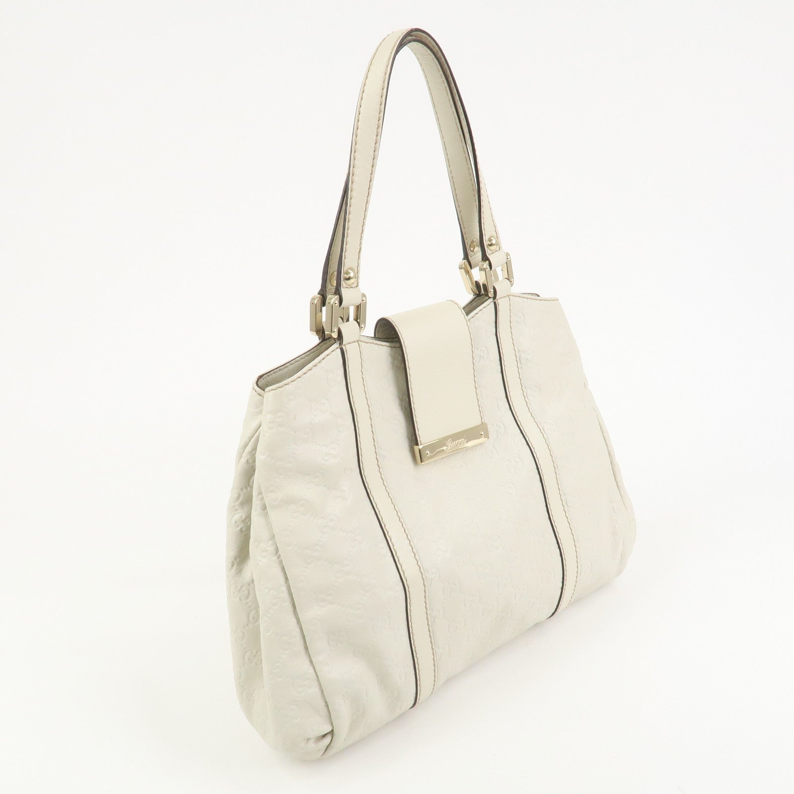 GUCCI Guccissima Leather Tote Bag Shoulder Bag White 211935