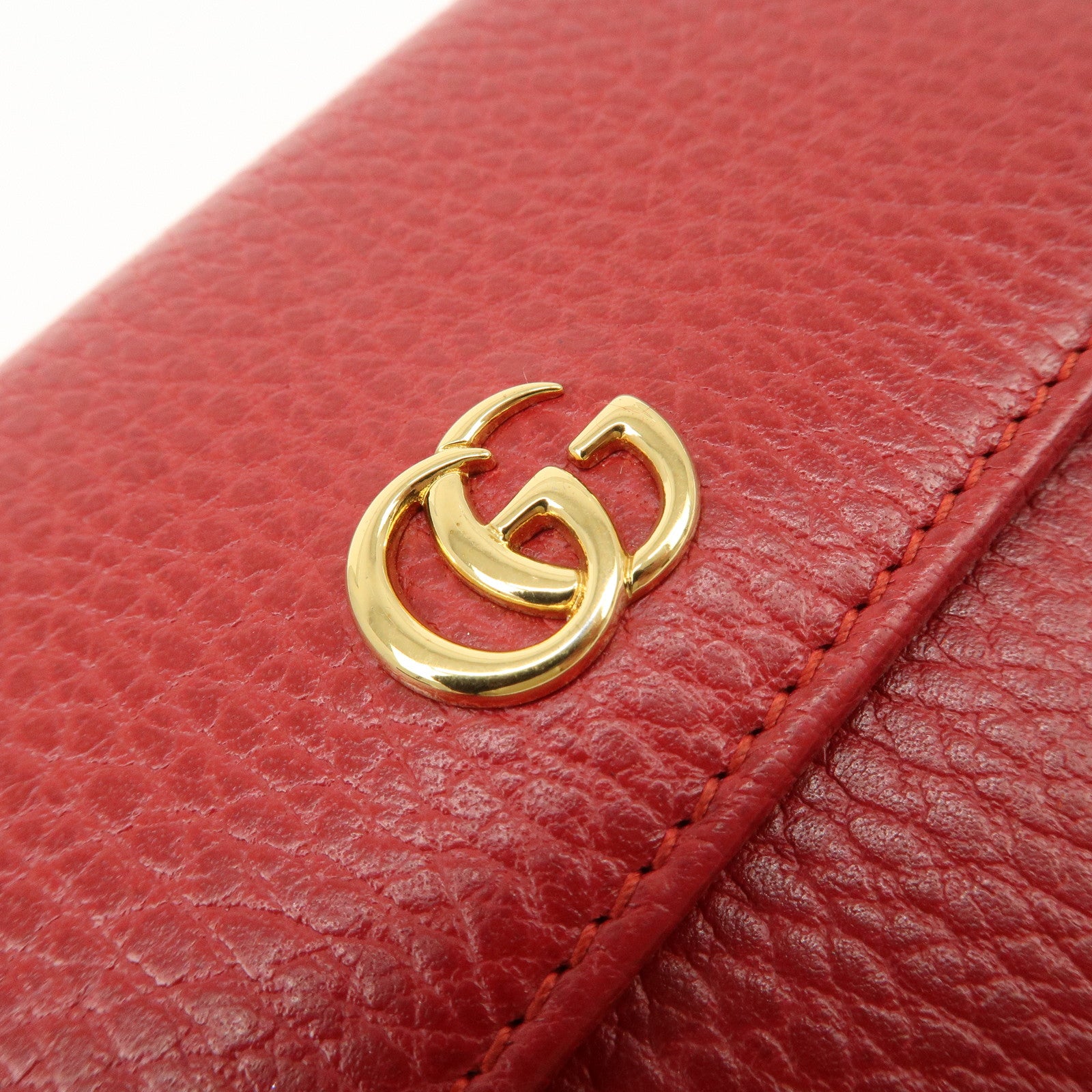 GUCCI GG Marmont Leather Bi-Fold Wallet Castilian Red 456122