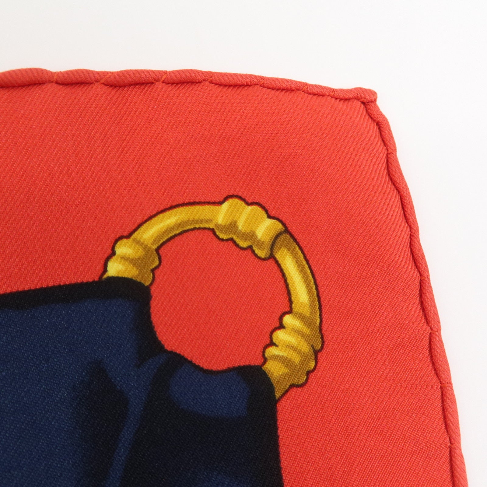 HERMES Carre 90 Silk 100% Scarf Soleil de Soie Gold Red Navy