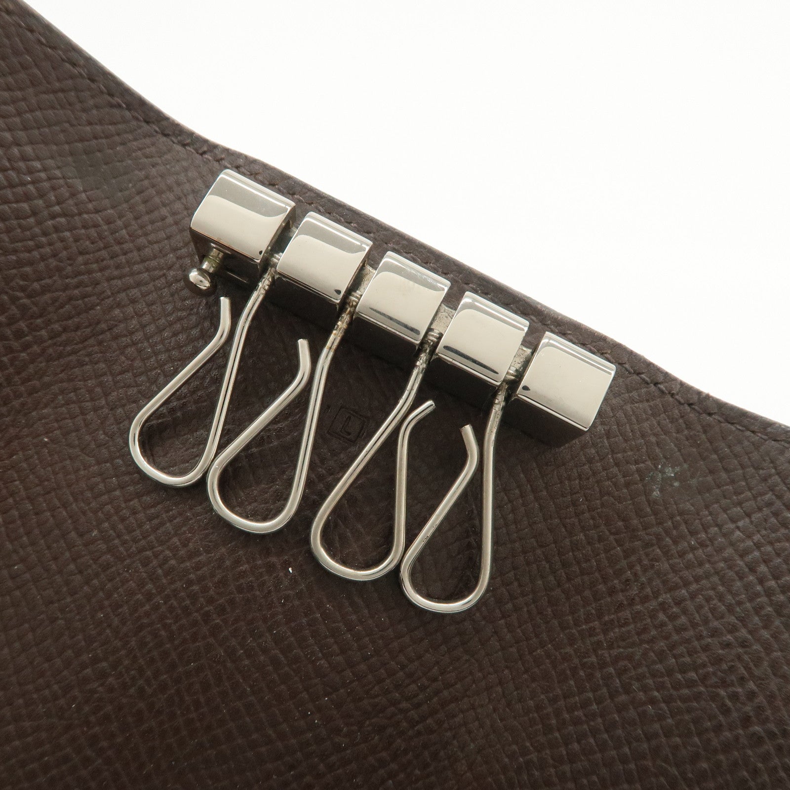 HERMES Etui Cles 4 Veau Epsom Leather L Stamped Key Case Dark Brown