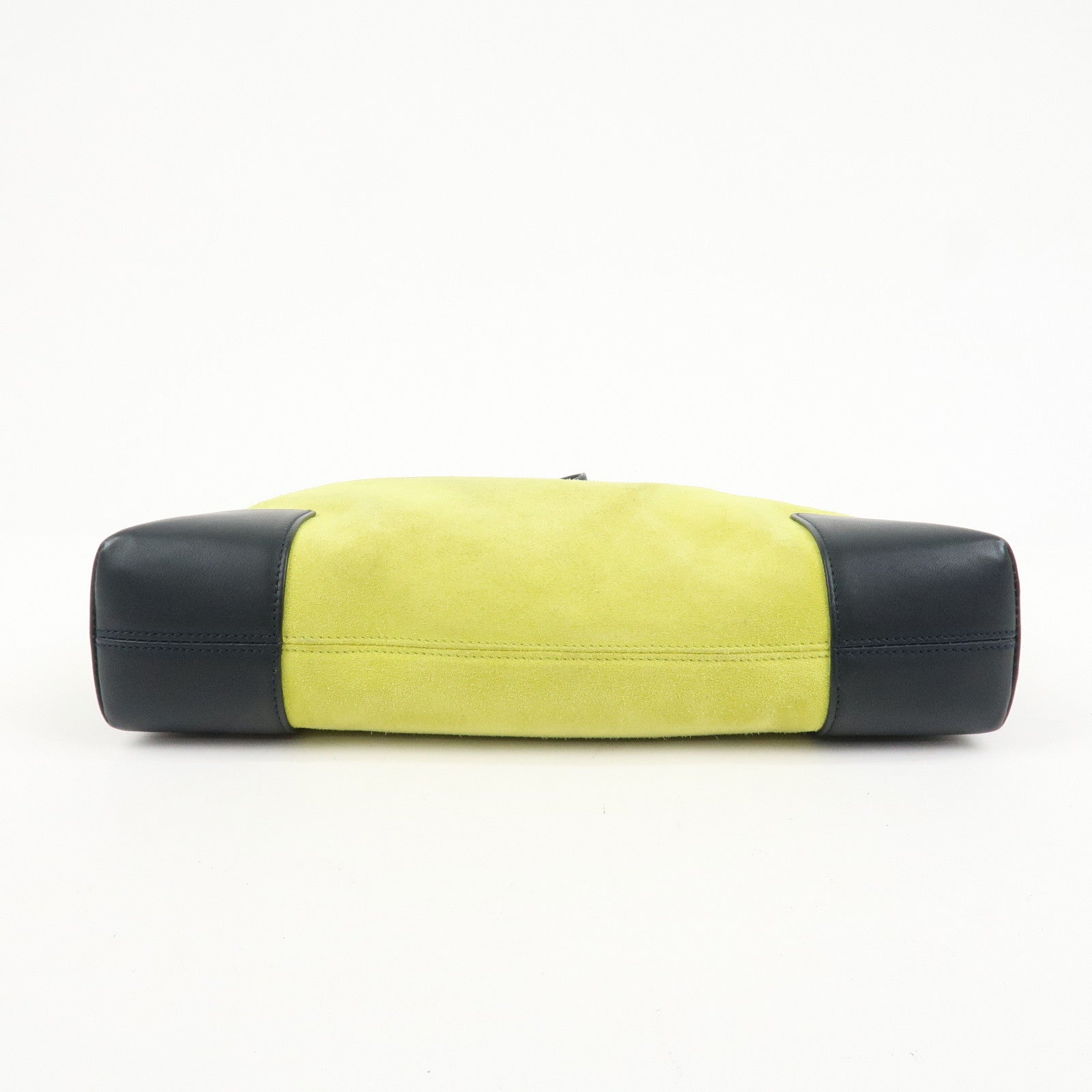 LOEWE Anagram Suede Leather Shoulder Bag Hand Bag Light Green Navy