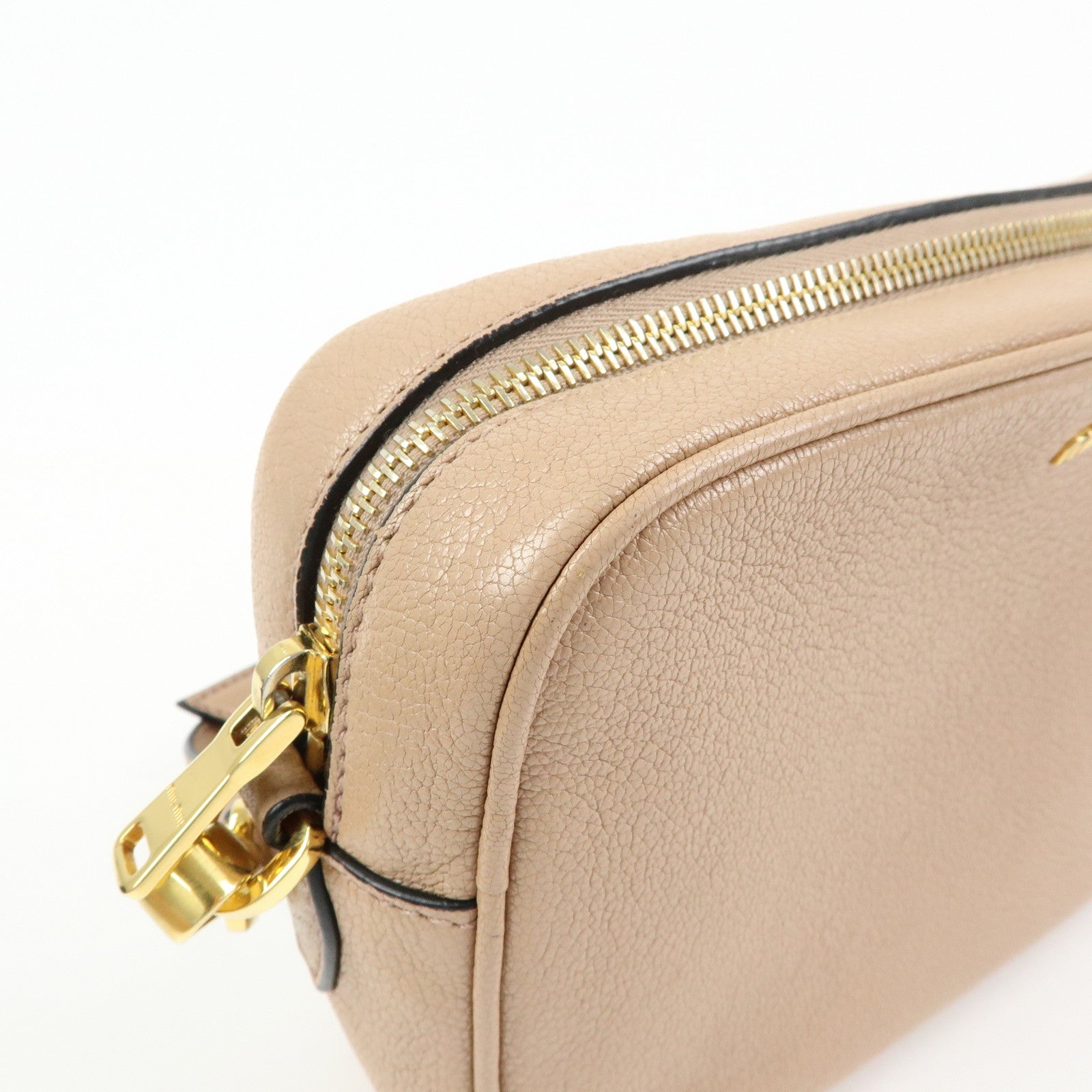 MIU MIU Madras Leather Camera Bag Shoulder Bag Crossbody Bag Beige