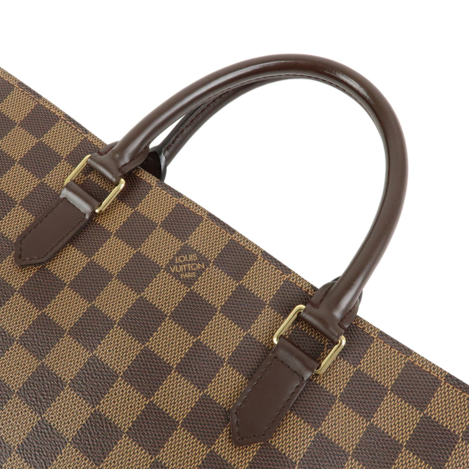 Louis Vuitton Damier Ebene Sac Plat Tote Bag Hand Bag Brown N51140