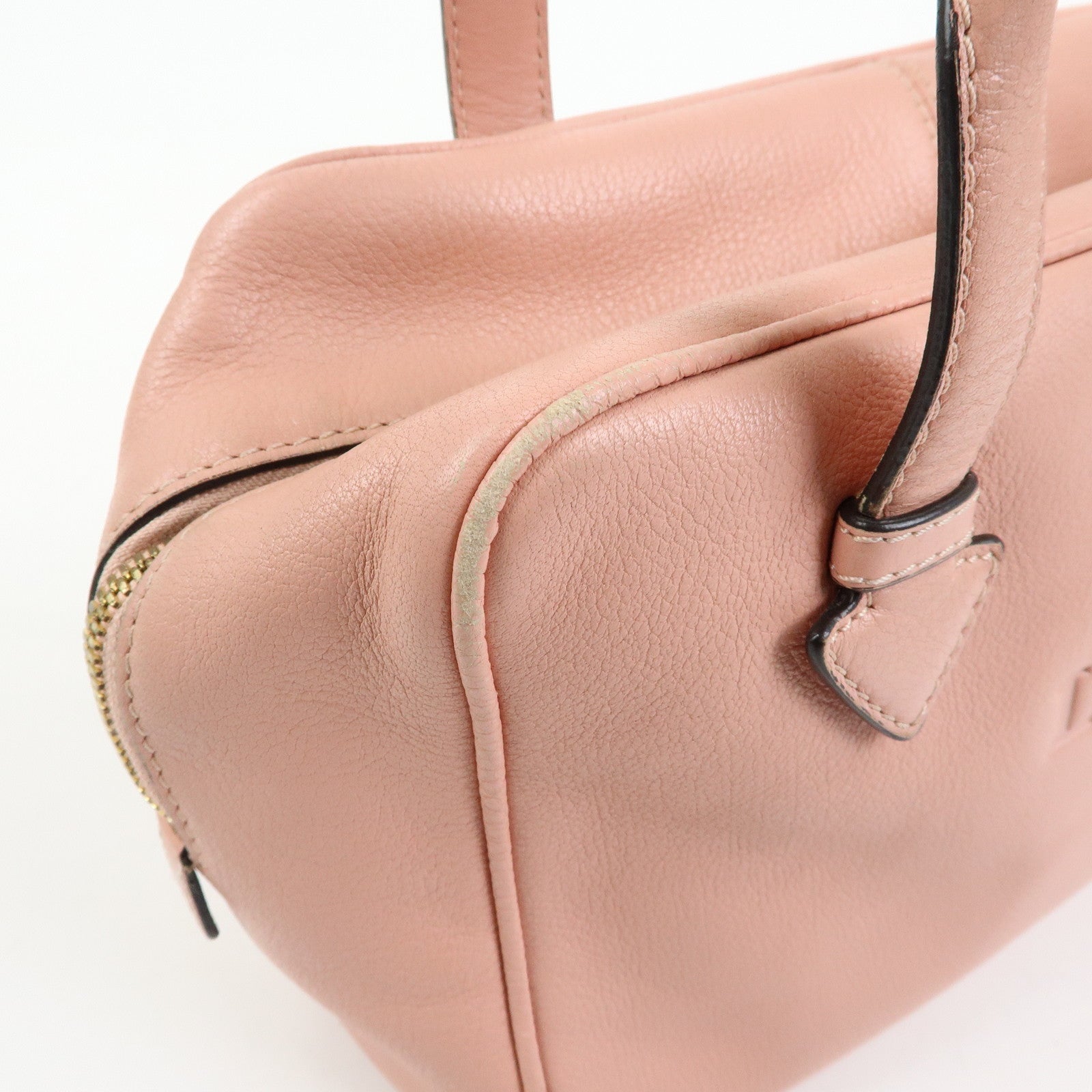 LOEWE Heritage Logo Leather Boston Bag Shoulder Bag Pink