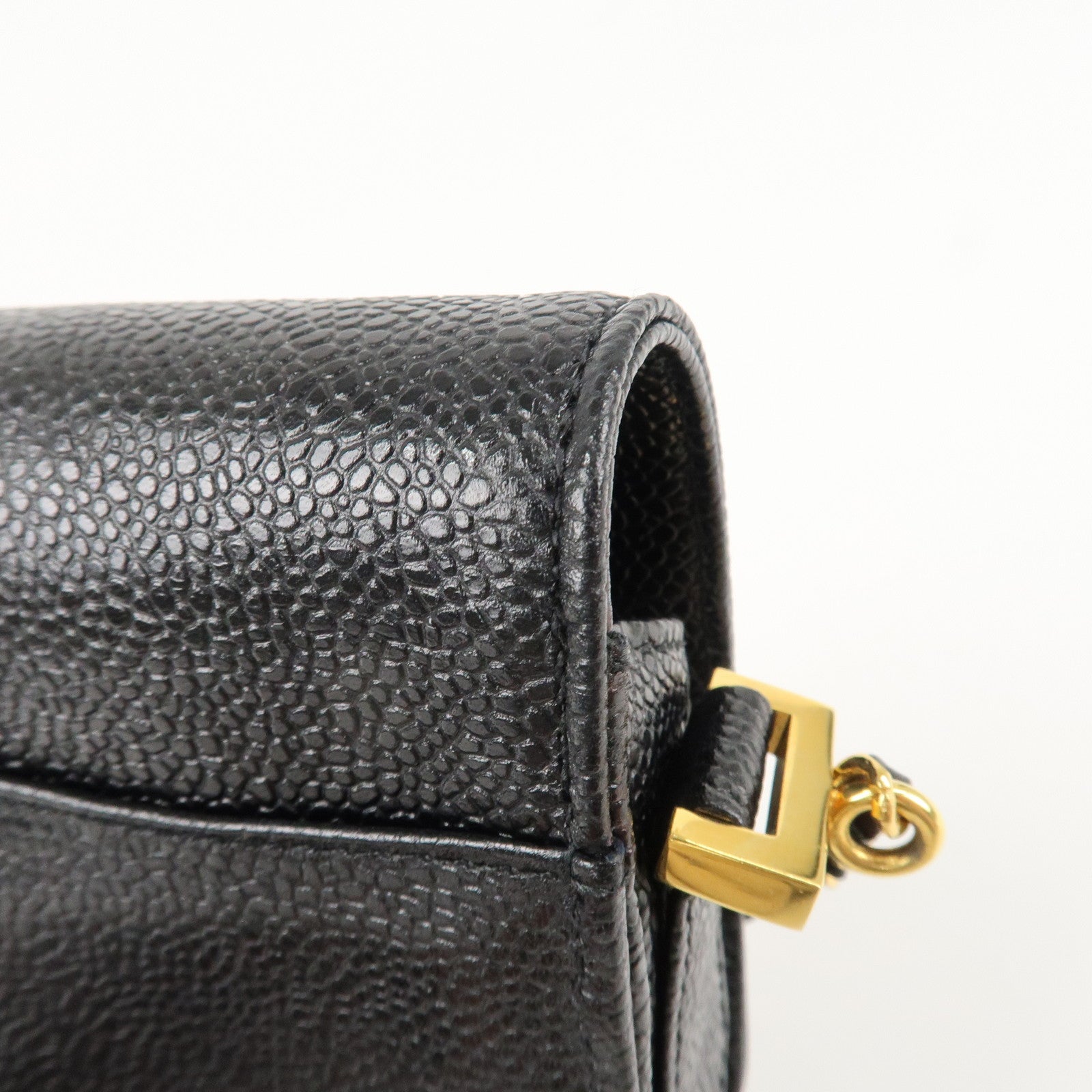 CHANEL COCO Mark Leather Chain Phone Shoulder Black Gold HDW3513453 Used