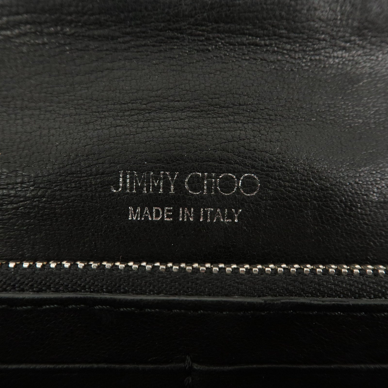 JIMMY CHOO Leather Studs Chain Wallet Shoulder Bag Black Used