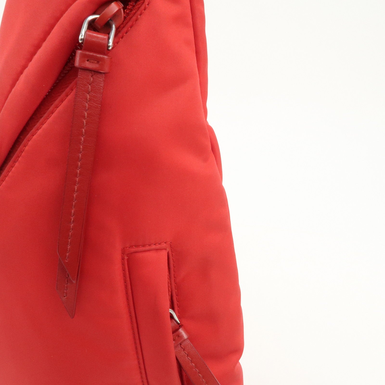 PRADA Triangle Logo Re-Nylon Leather Body Bag Red 2VZ092
