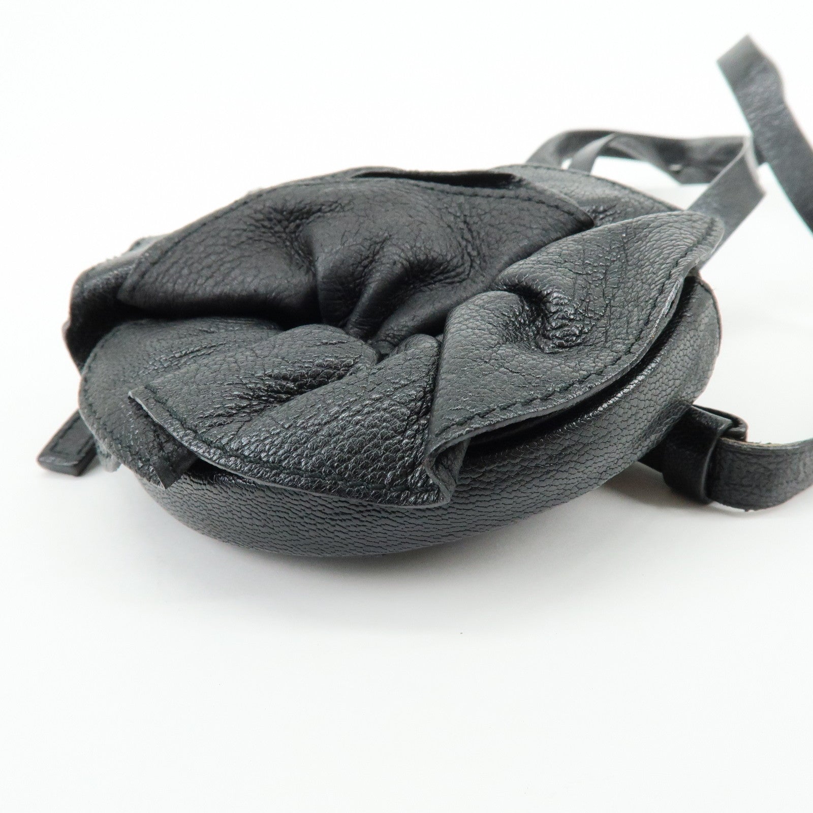 SAINT RAURENT PARIS Nadja Leather Shoulder Pouch Flower Motif Black