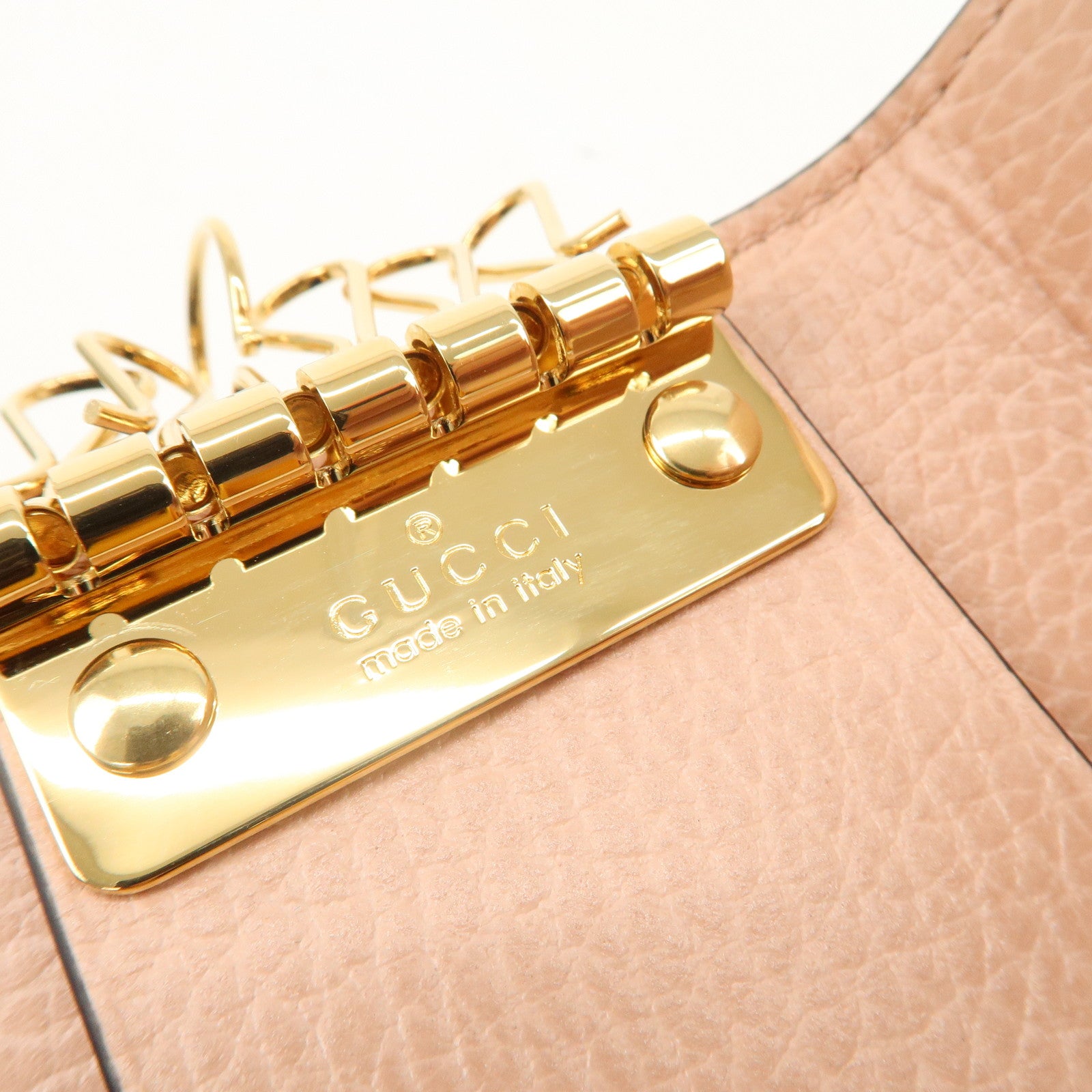 GUCCI GG Marmont Leather GG Supreme 6 Key Case Pink Beige 456118