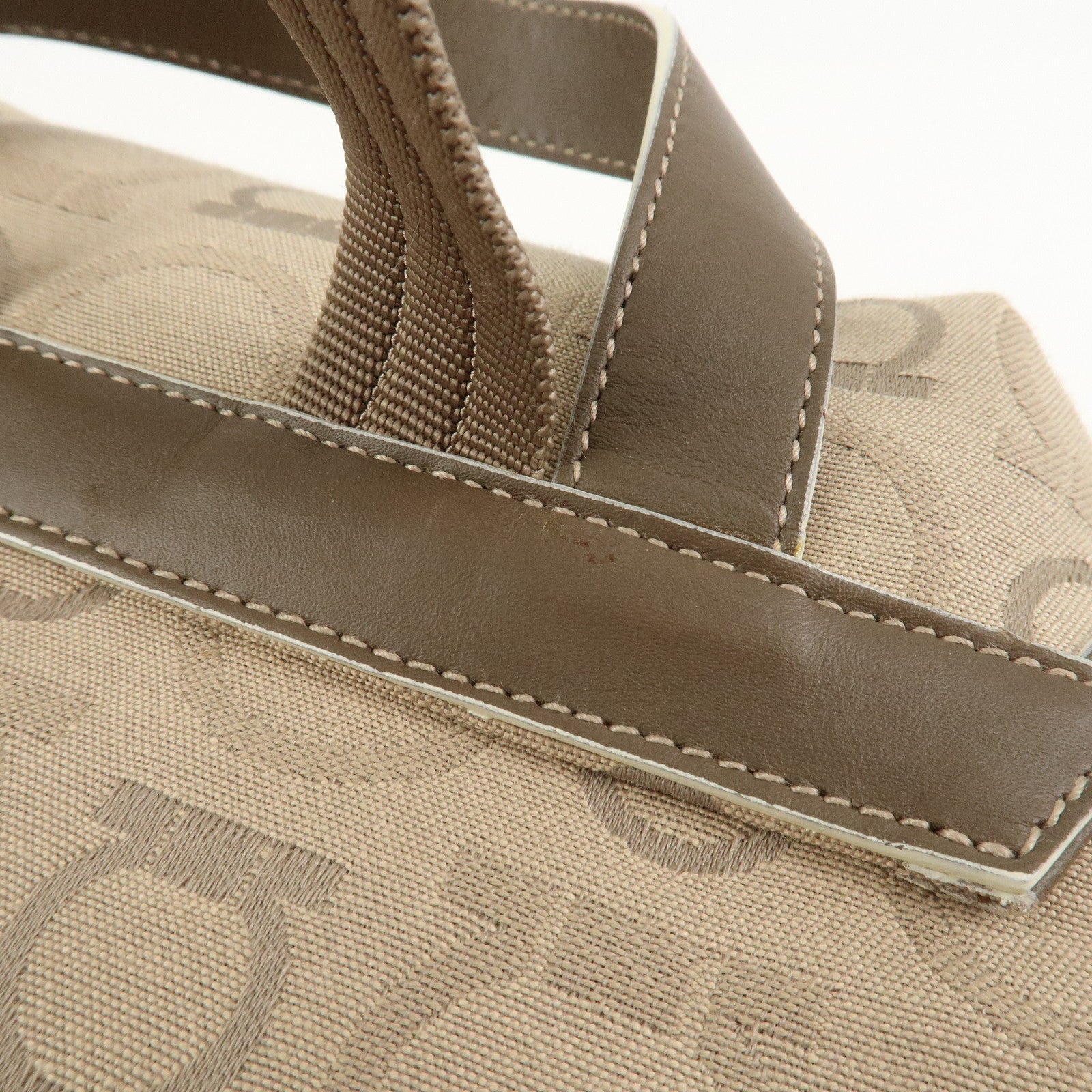 Ferragamo Gancini Canvas Leather Backpack Rucksuck Beige