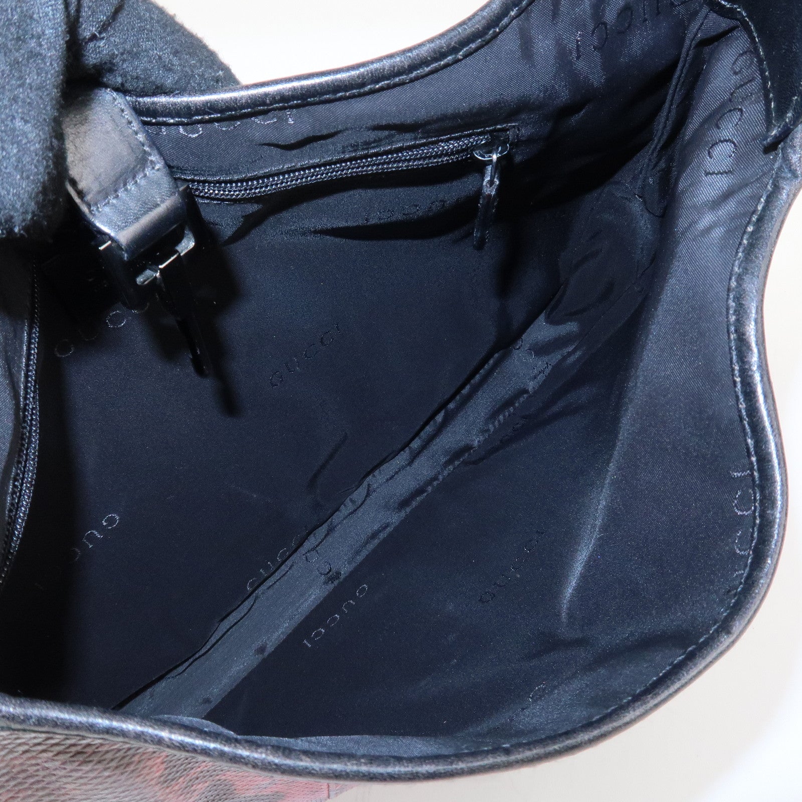 GUCCI Jackie Leather Python Shoulder Bag Black Pink 001.3306.3444 Used