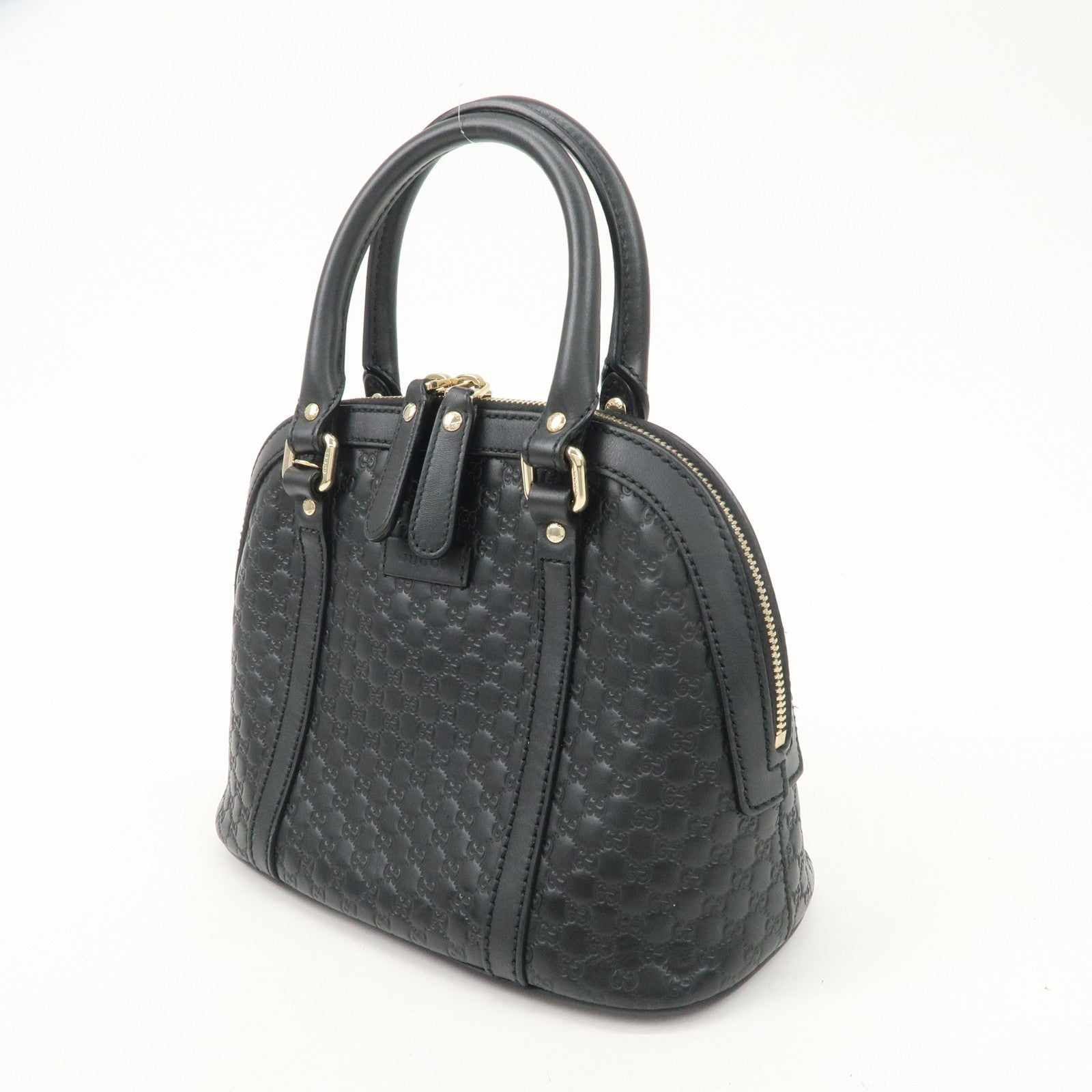 GUCCI Micro Guccissima Leather 2 Way Hand Bag Black 449654 Used