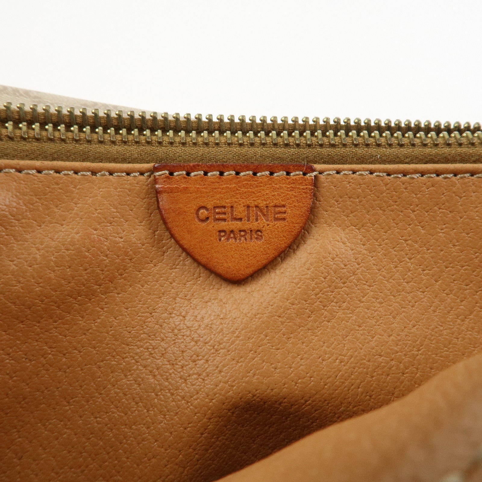 CELINE Macadam PVC Leather Shoulder Bag Crossbody Bag Beige Brown