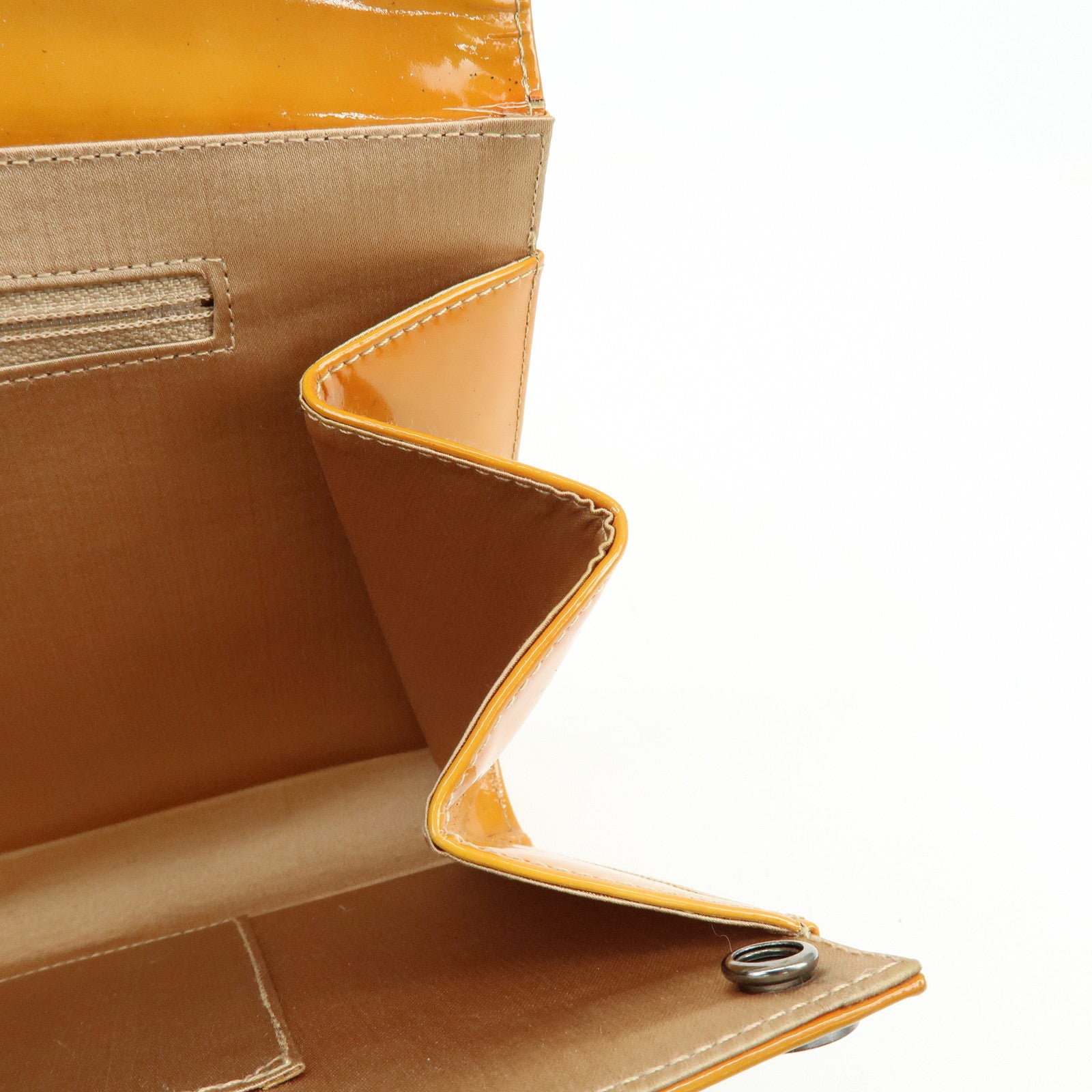 CHANEL Chocolate Bar Patent Leather Shoulder Bag Hand Bag Orange