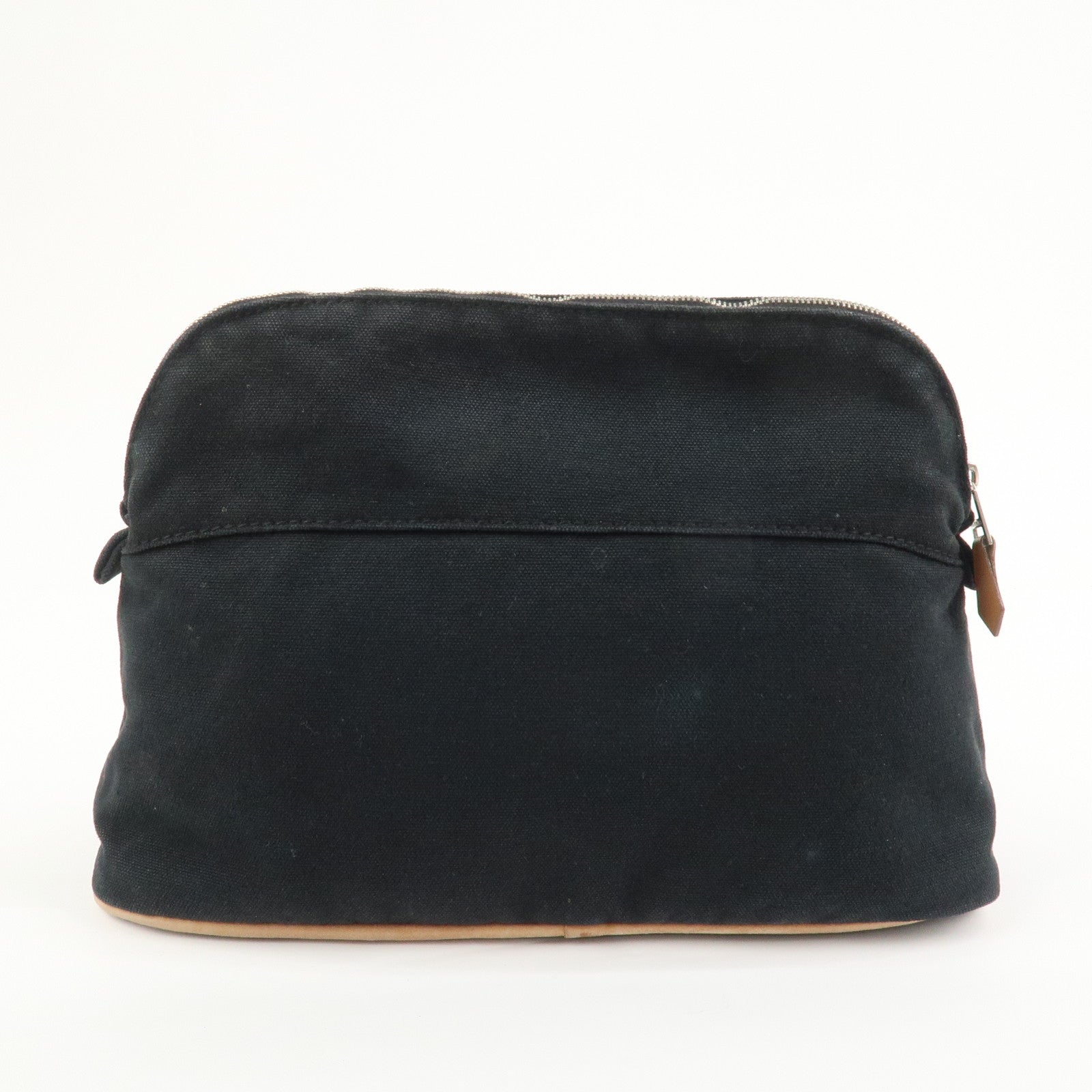 HERMES Canvas Leather Bolide Pouch MM Cosmetic Pouch Black