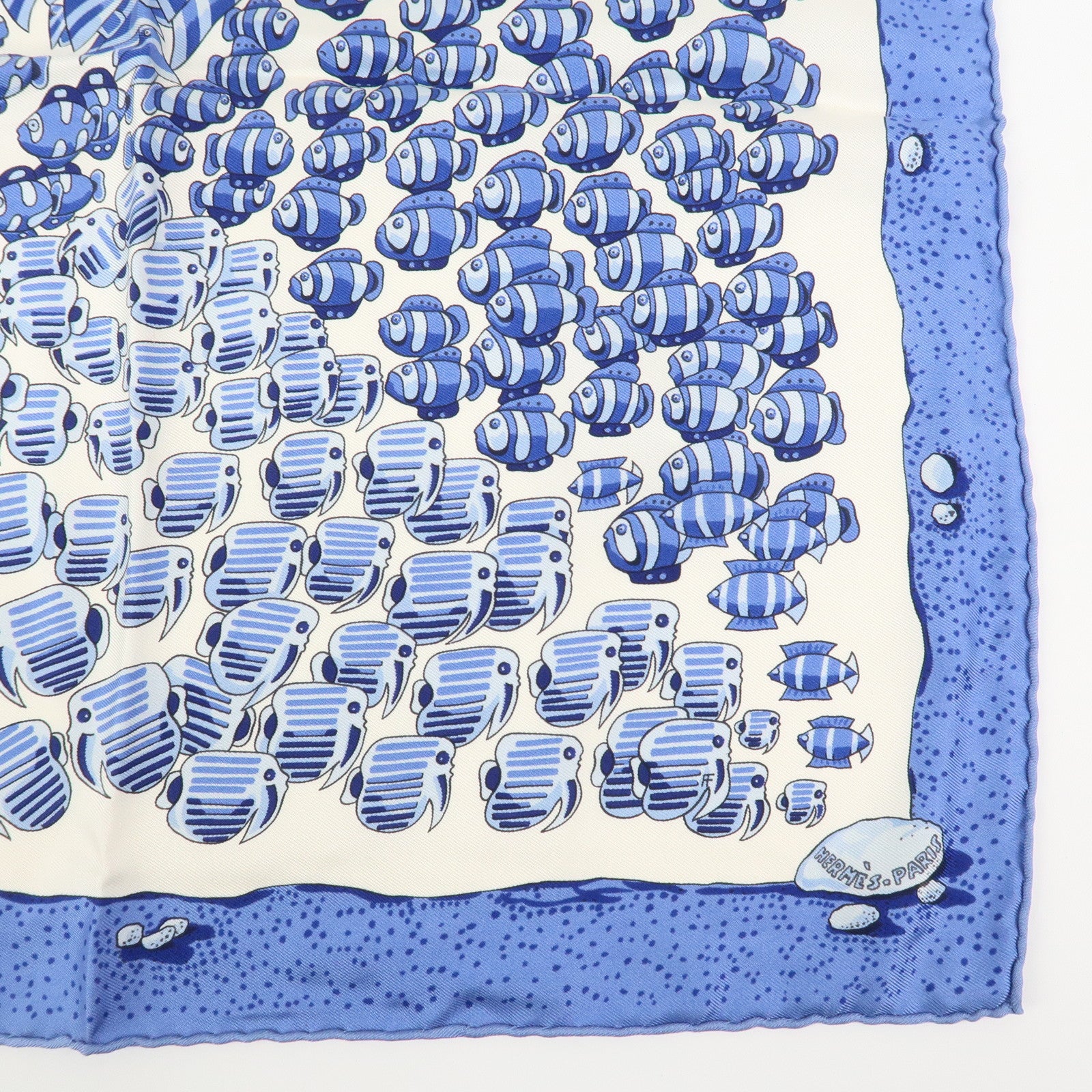 HERMES Carre 40 Silk 100% Mini Scarf Blue