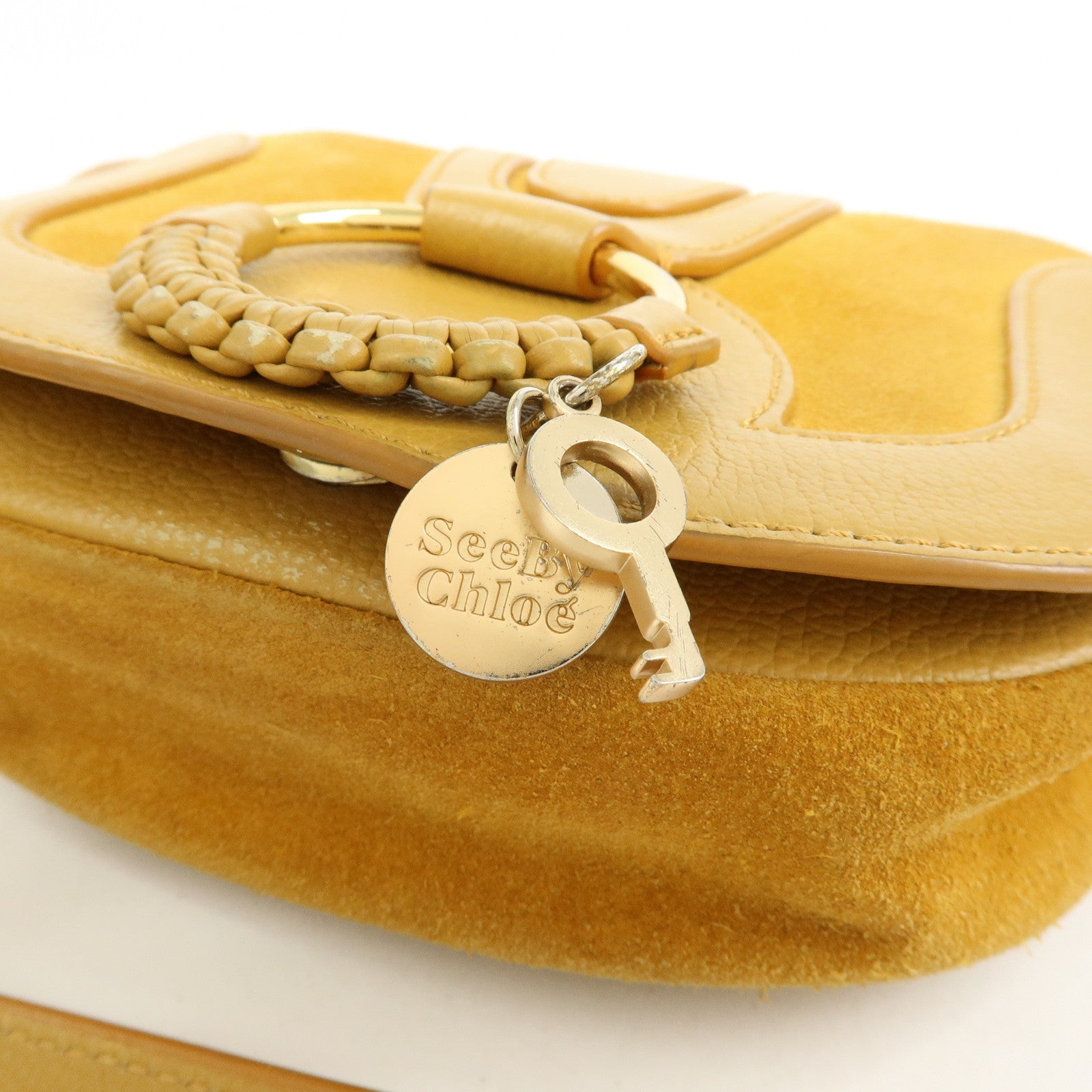 Chloe See by Chloe Suede Joan Leather Shoulder Bag Mustard