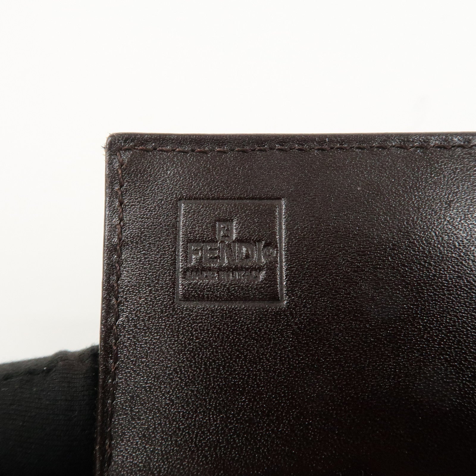 FENDI Zucca Canvas Leather Long Wallet Brown Black 8M0000 Used