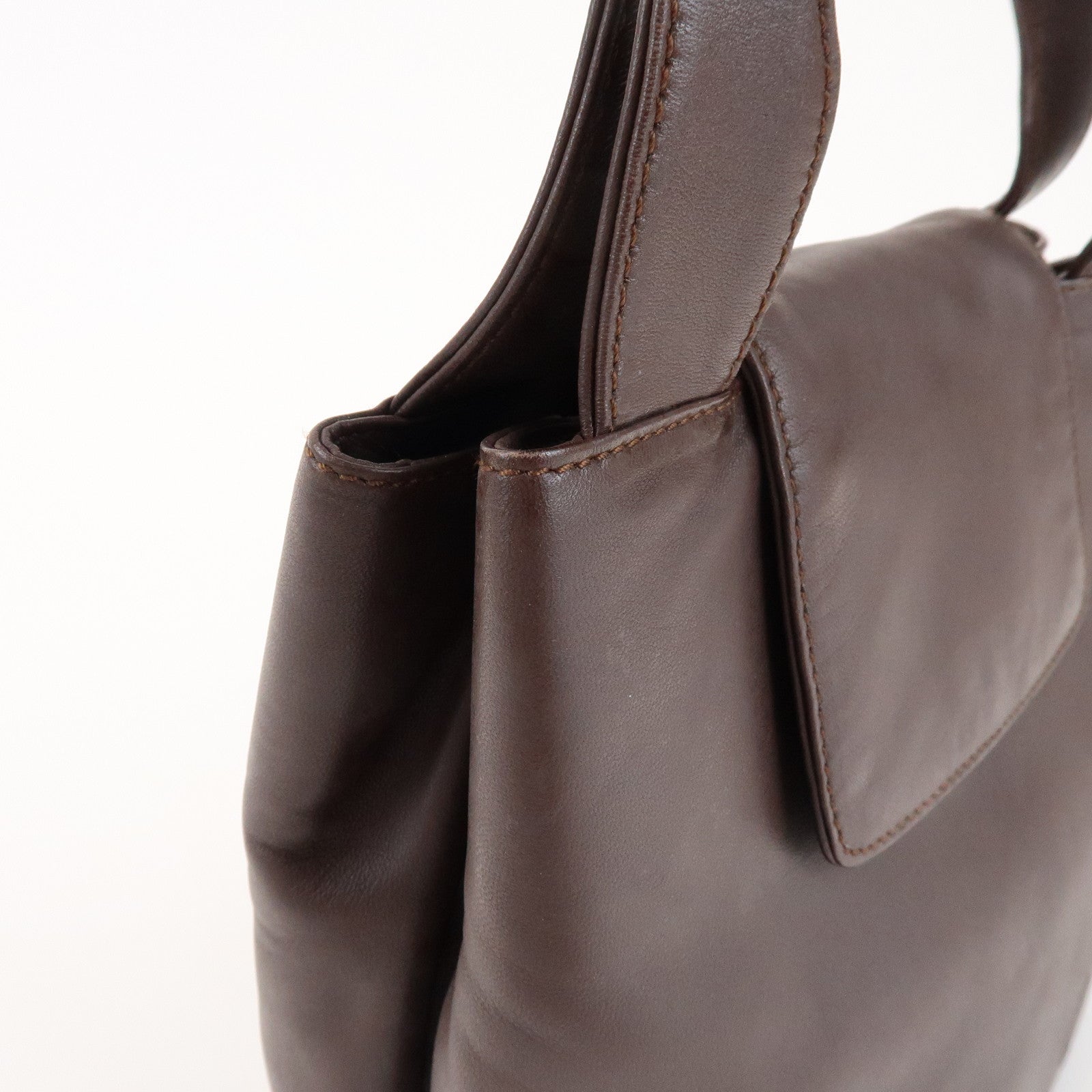 LOEWE Anagram Logo Leather Hand Bag Mini Tote Bag Brown