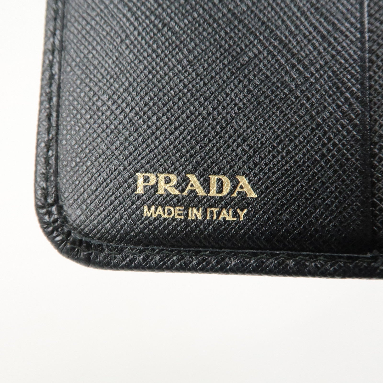 PRADA Saffiano Leather Round Zippy Bi-fold Compact Wallet 1ML522