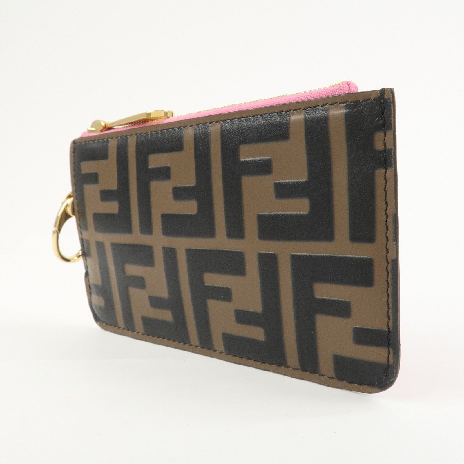 FENDI F IS FENDI Zucca Card Case Flagment Case Black Brown 8AP161