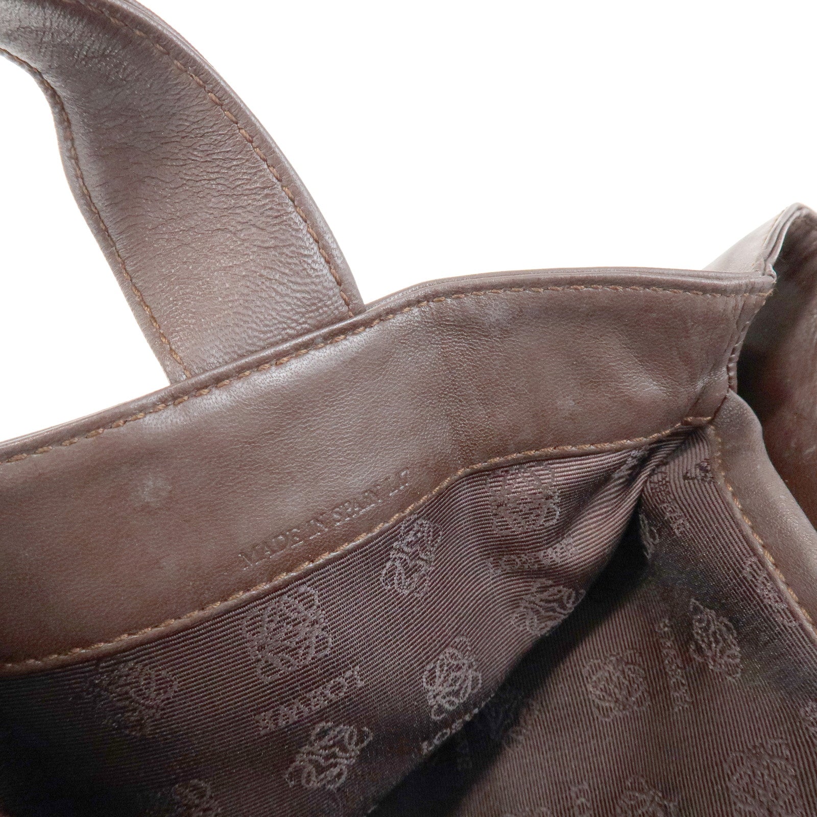 LOEWE Anagram Logo Leather Hand Bag Mini Tote Bag Brown