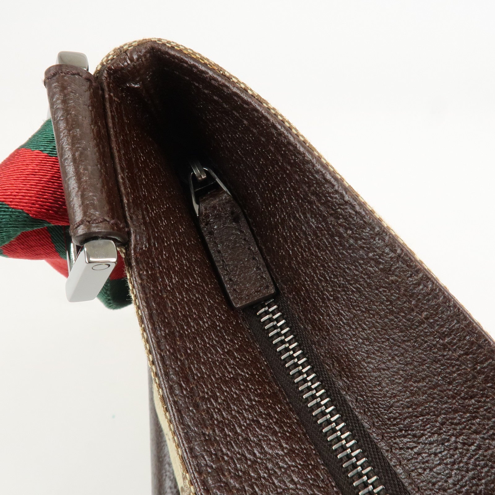 GUCCI Sherry GG Canvas Leather Shoulder Bag Beige Brown 169937