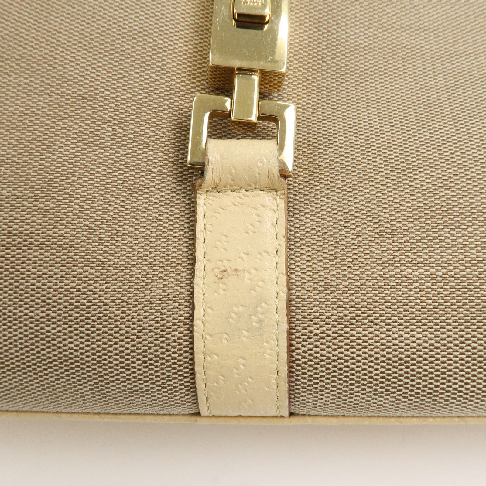 GUCCI Jackie Canvas Leather Shoulder Bag Hand Bag Beige 002.1067